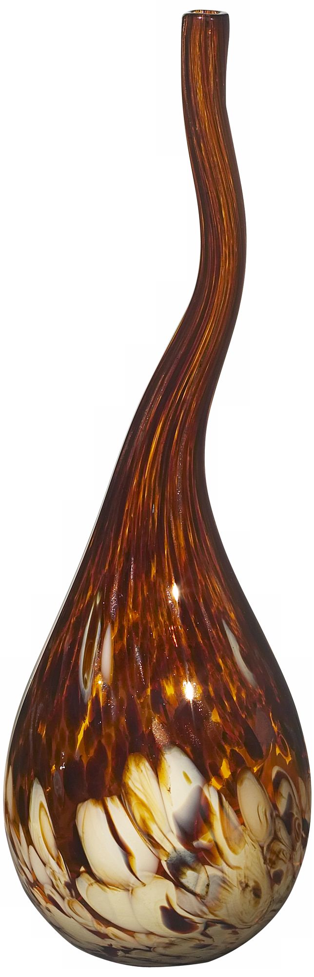 Hand-Made 17" High Amber-Buttercream Glass Vase
