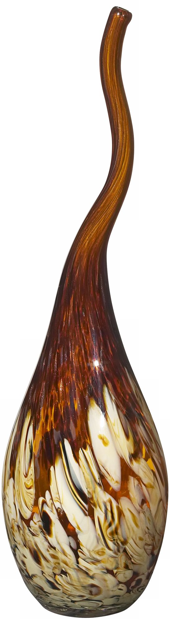 Hand-Made 23" High Amber-Buttercream Glass Vase
