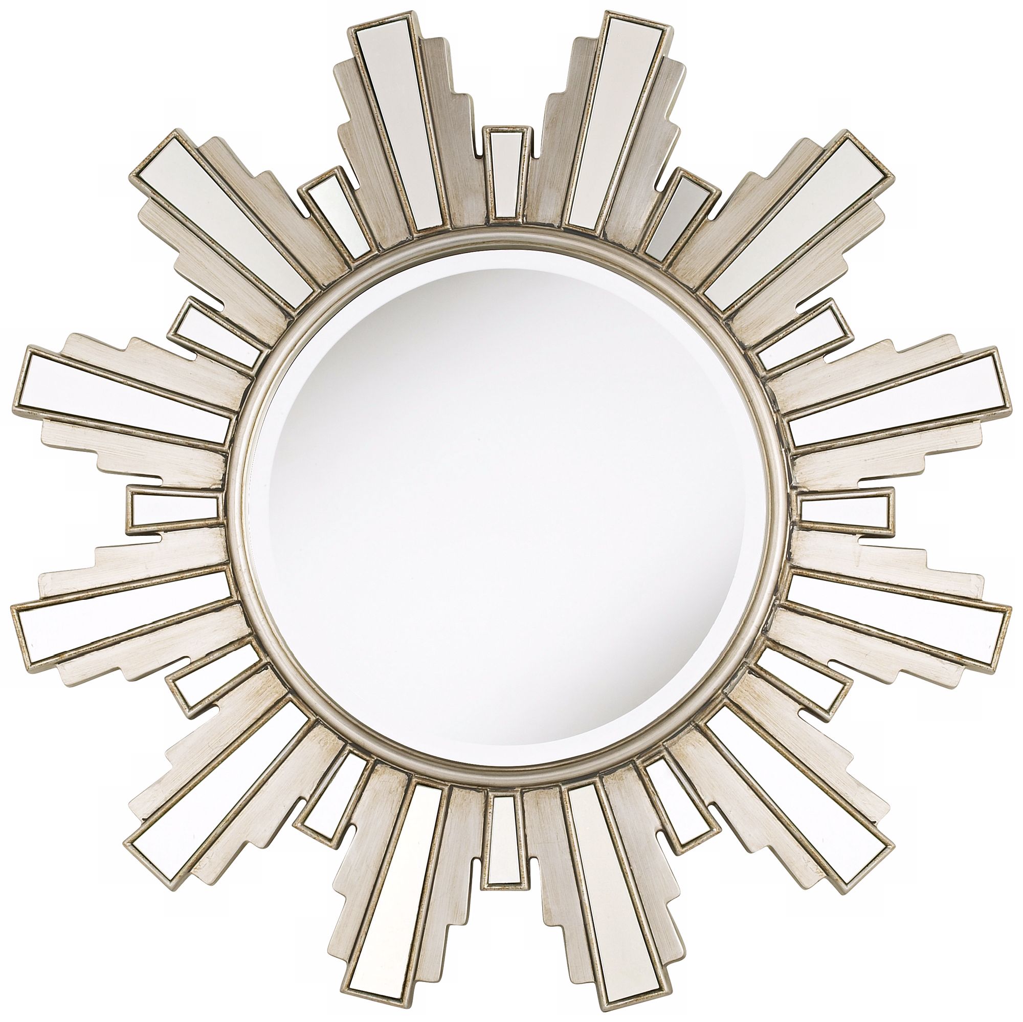 Duomo Sunburst Silver Finish 34" Wide Wall Mirror