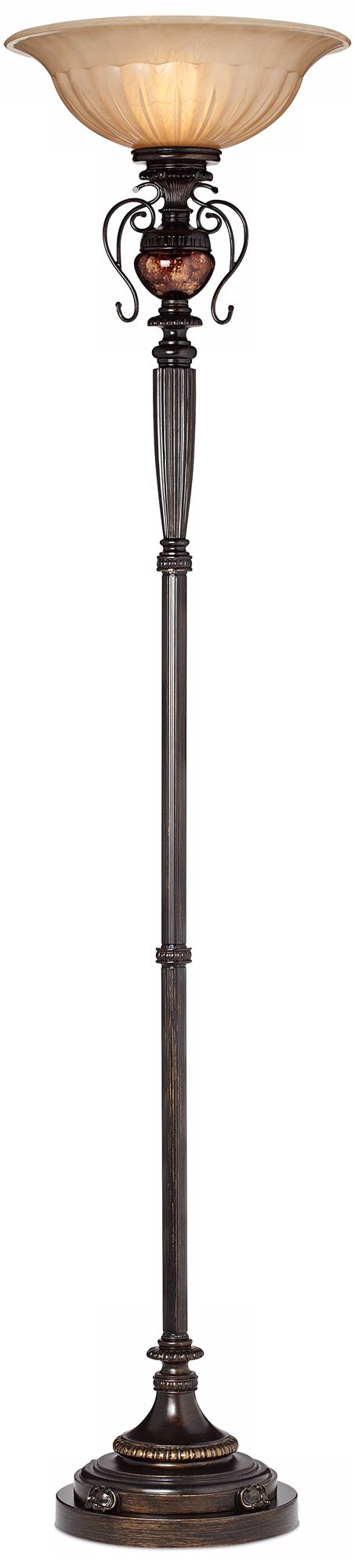 Brentwood Edwardian Glass Font Torchiere Style Floor Lamp