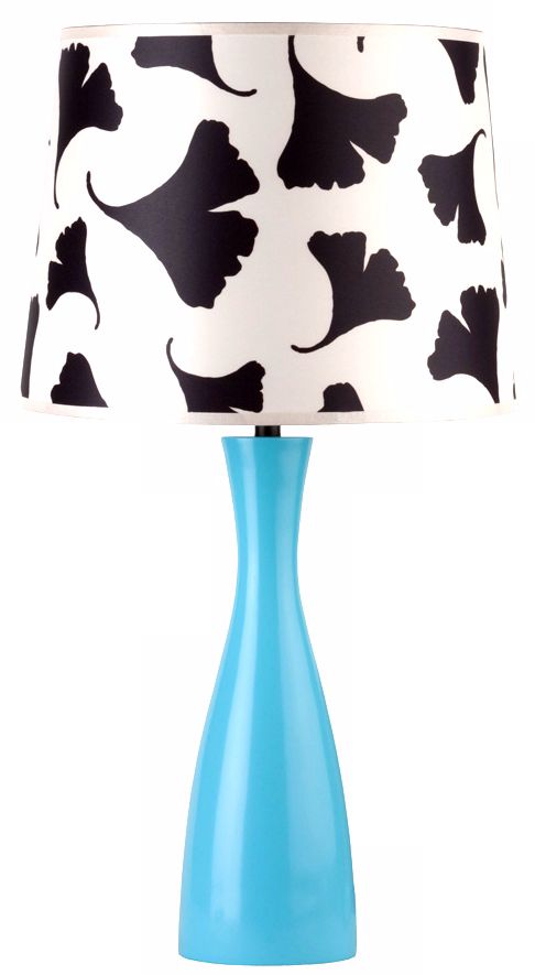 Lights Up! Black Ginko Leaf Shade Blue Oscar Table Lamp