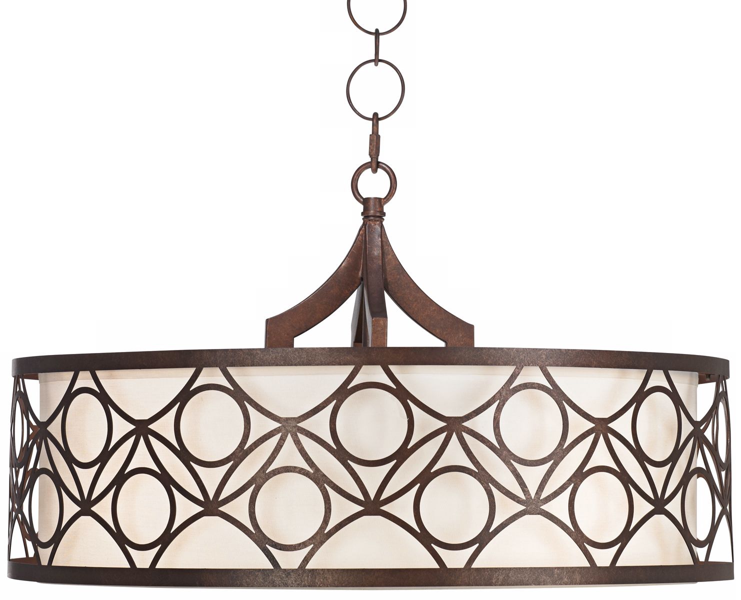 Bronze Metal Clay Sandstone Fabric Drum Shade Chandelier