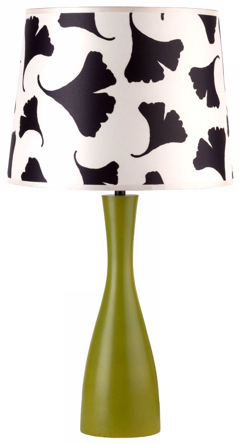 Lights Up! Black Ginko Leaf Shade Grass Oscar Table Lamp