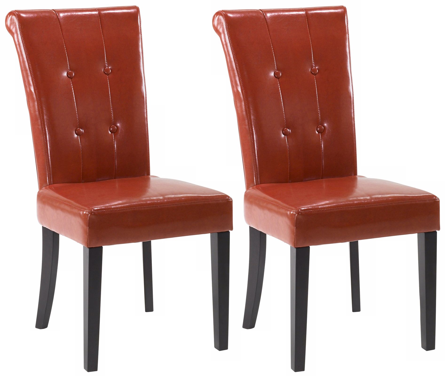 Set of 2 Tuxford Burnt Sienna Bicast Leather Dining Chairs