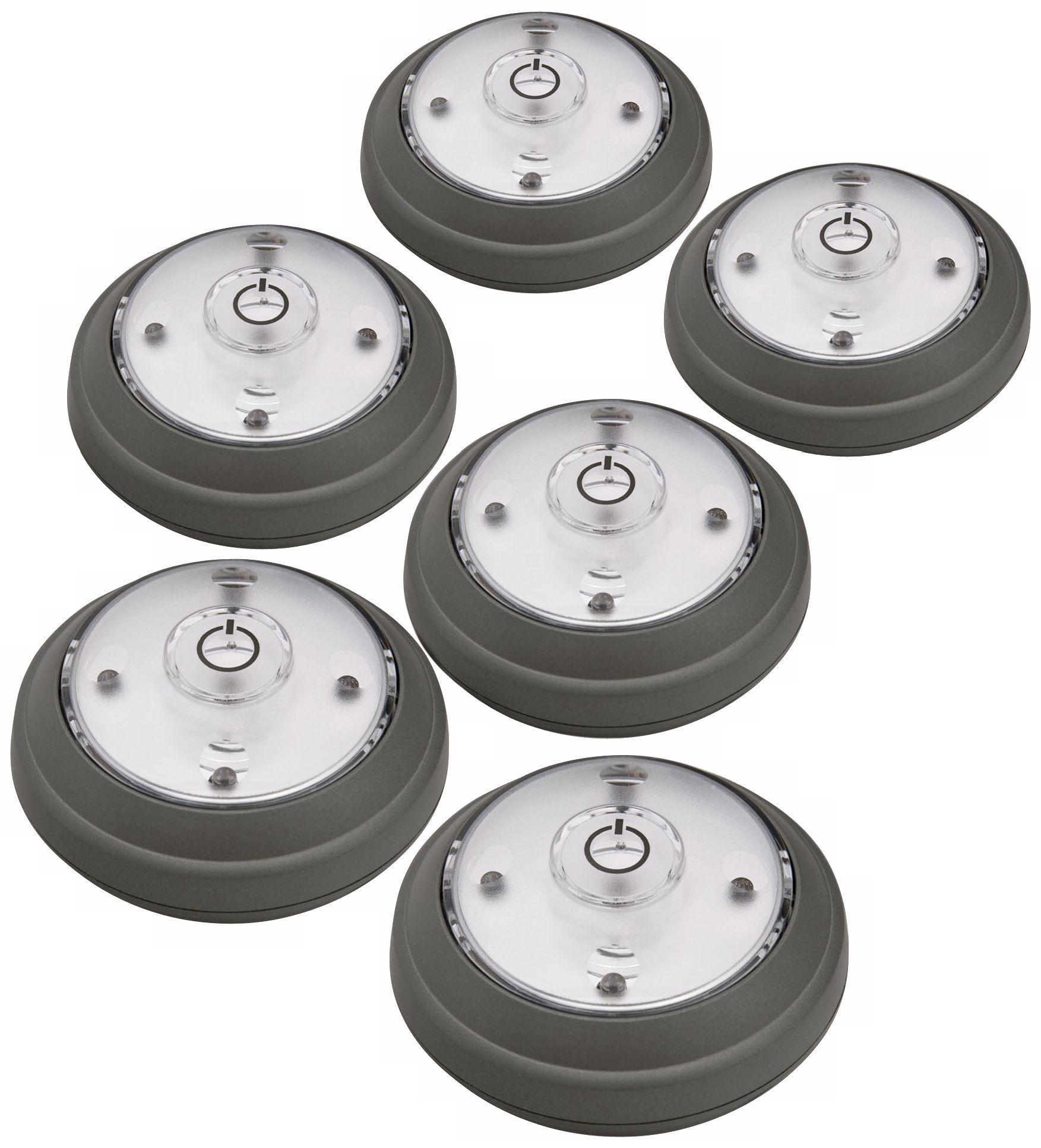 Set of 6 Gray Finish 5 LED Puck Lights