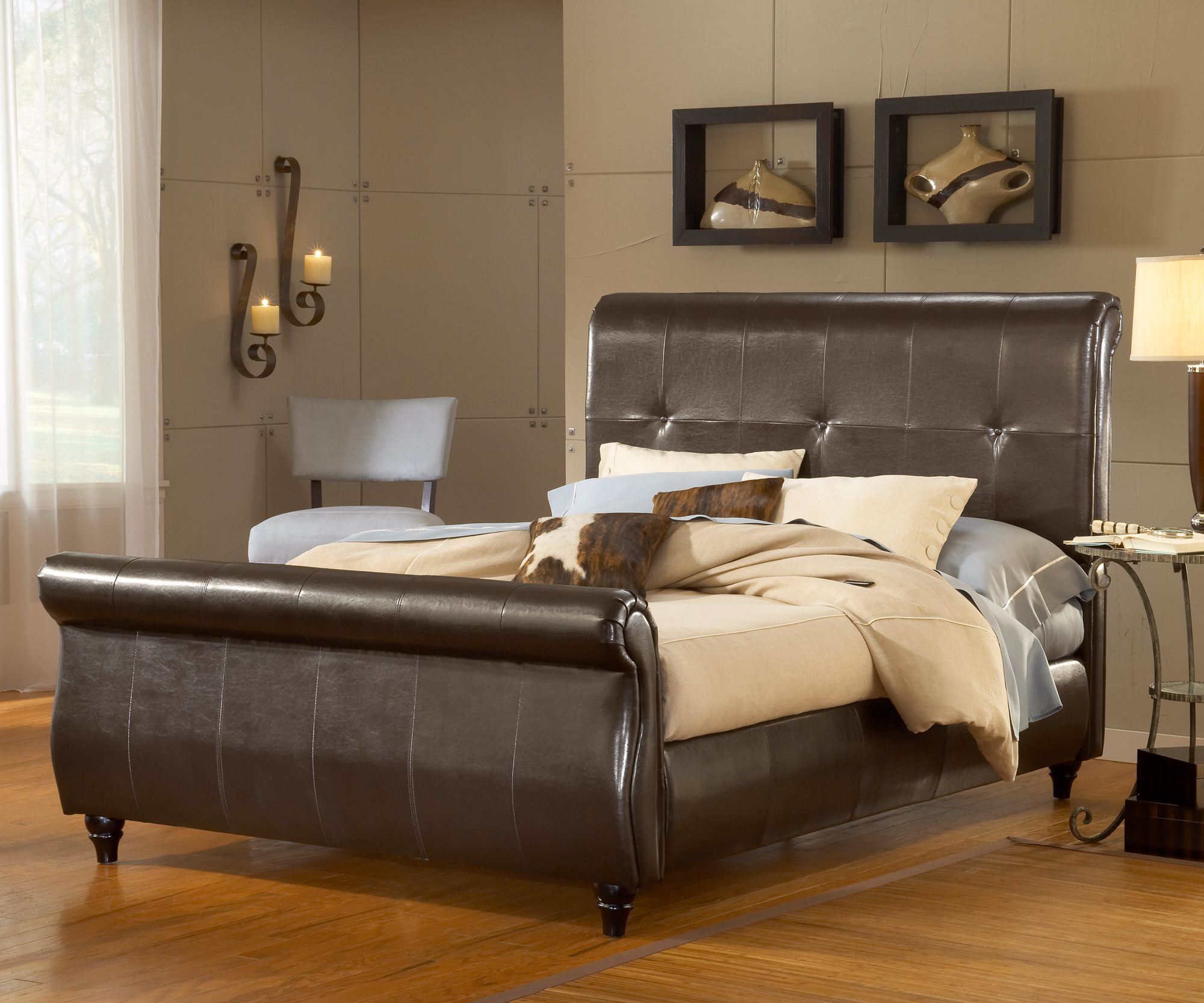 Hillsdale Fremont Brown Leather Bed