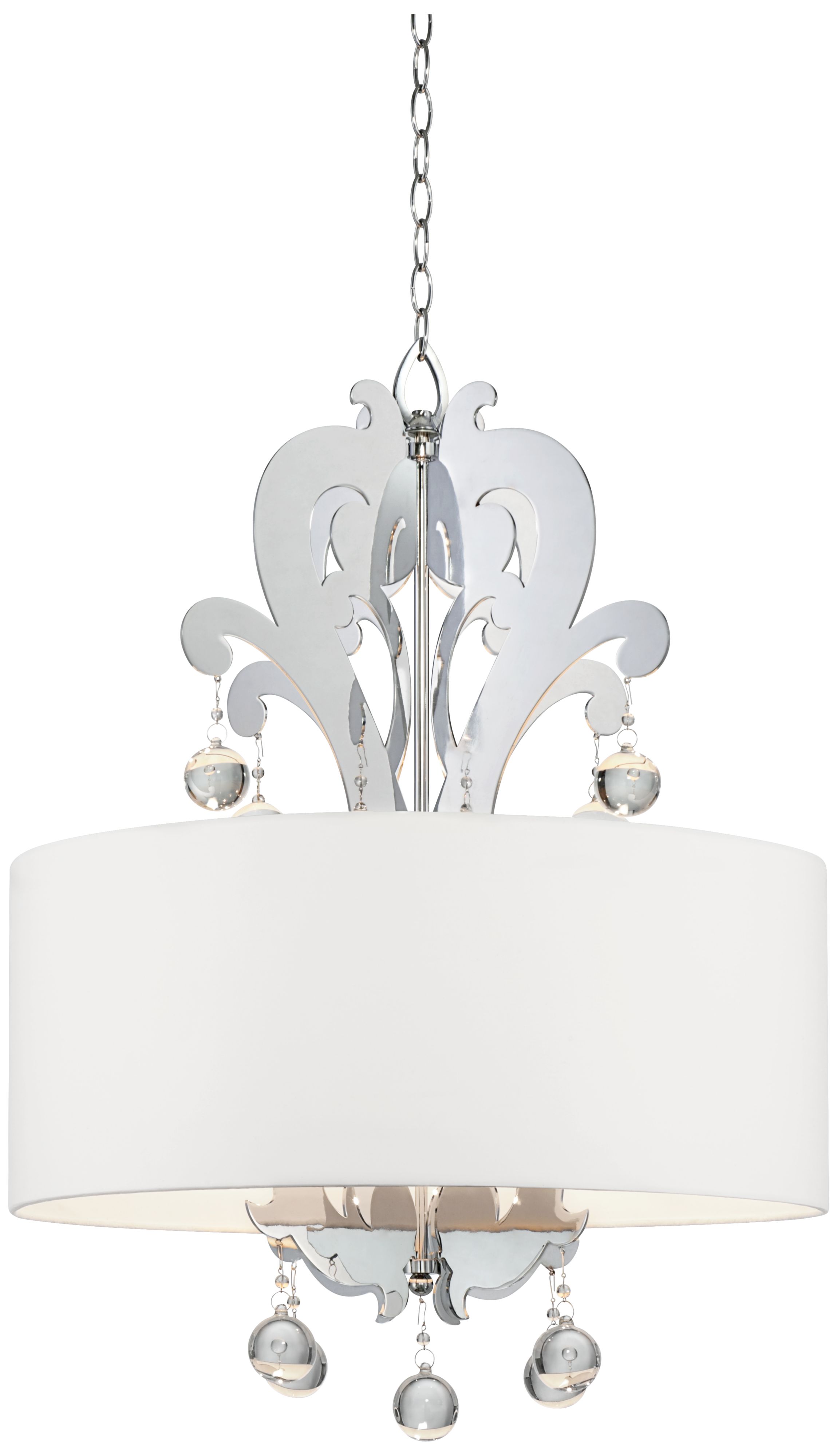 4-Light Chrome and White Pendant Light