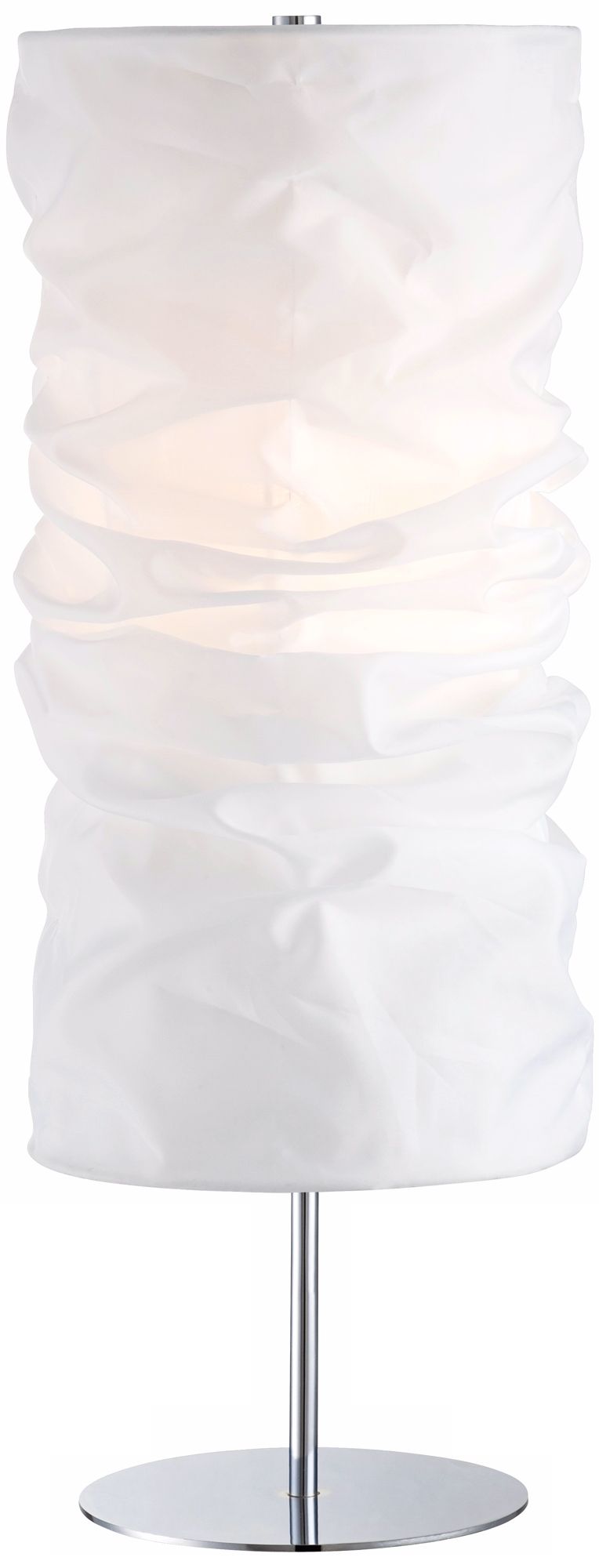 Folded White Fabric Cylinder Shade Table Lamp