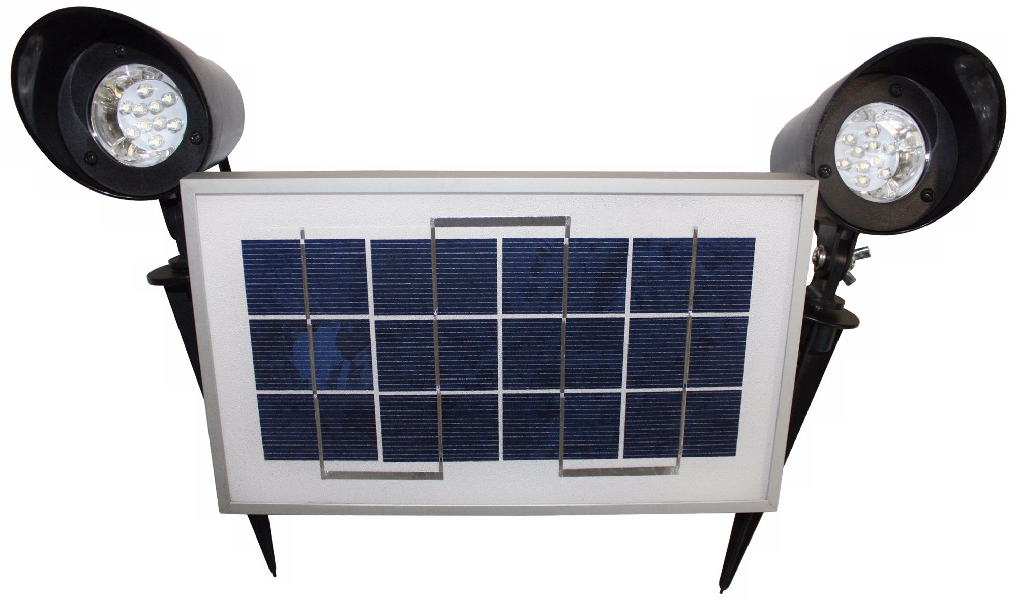Set of 2 Solar Powered Black LED Garden Spotlights