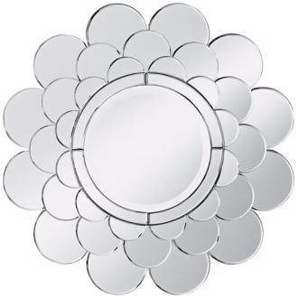 Clear Petal Sunburst Round 28 12 Wide Wall Mirror T4584