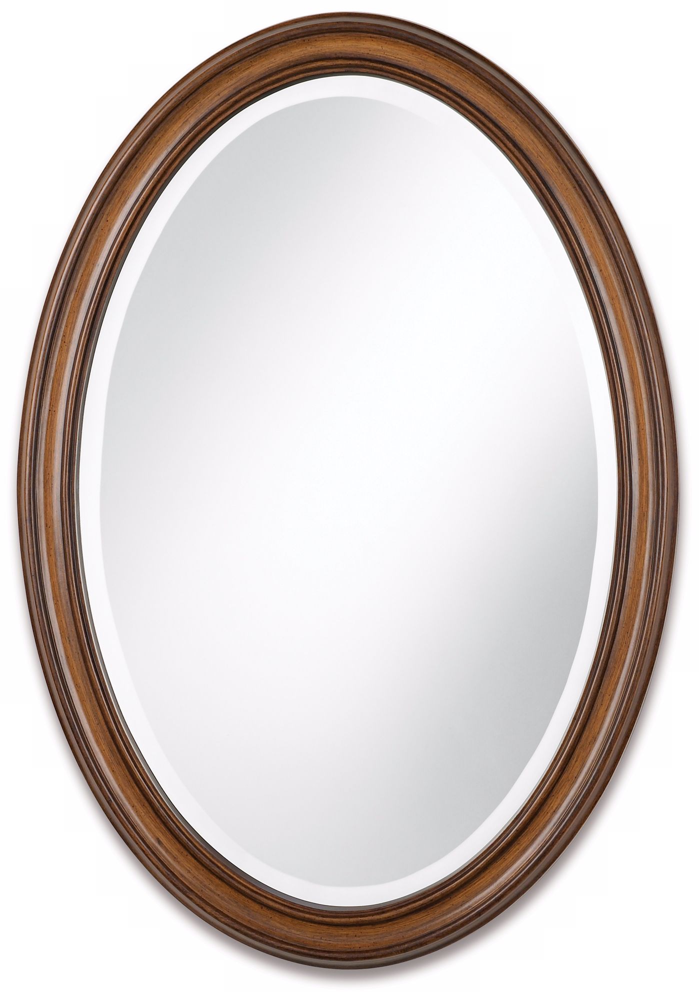 Oval Wood Finish 34" High Wall Mirror
