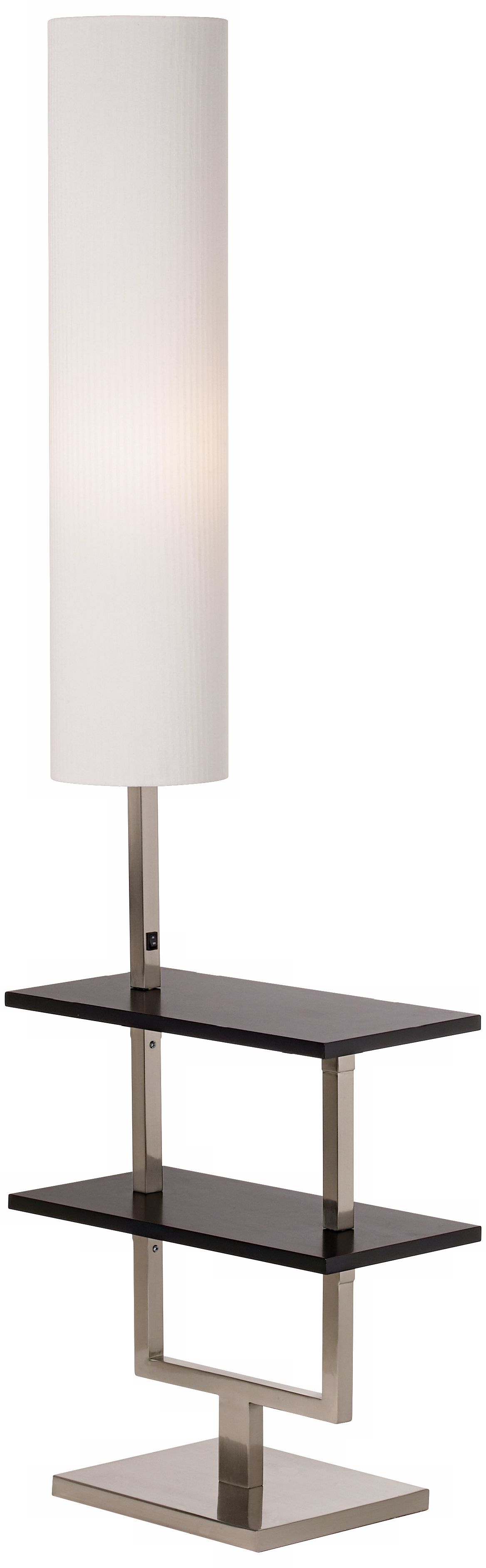 Space Saver Ebony and Brushed Nickel Two Shelf Floor Lamp