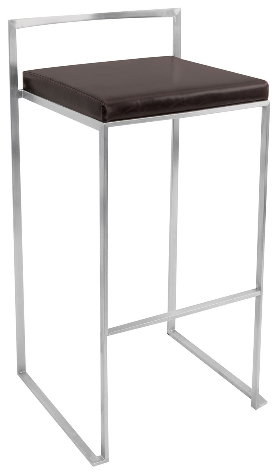 Set of 2 Wenge Leatherette Fuji Stacker Modern Bar Stools