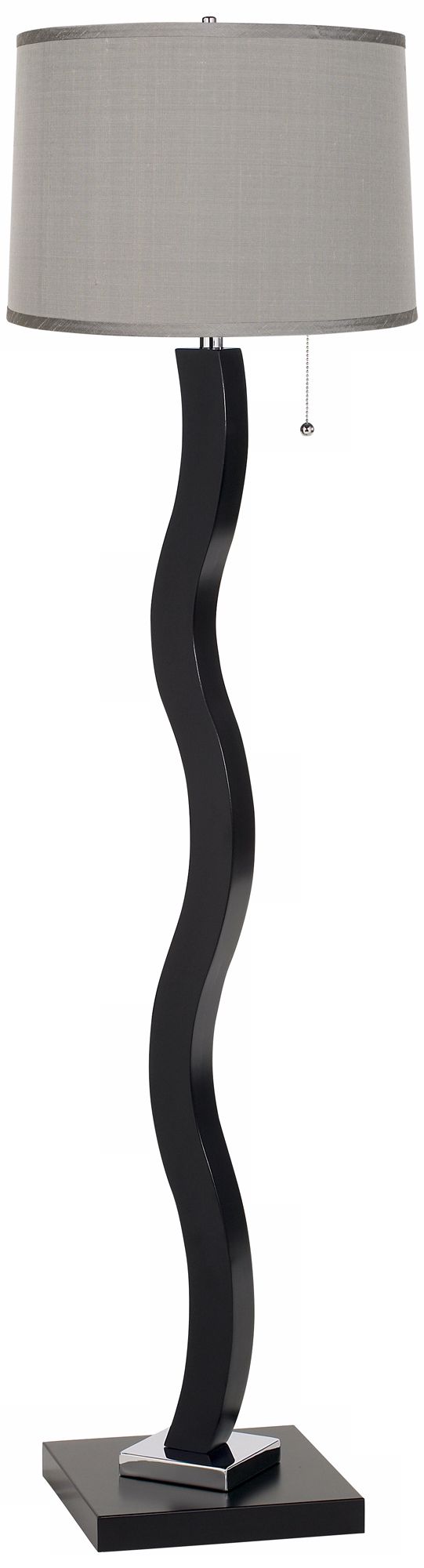 Platinum Grey Dupioni Wave Stick Floor Lamp