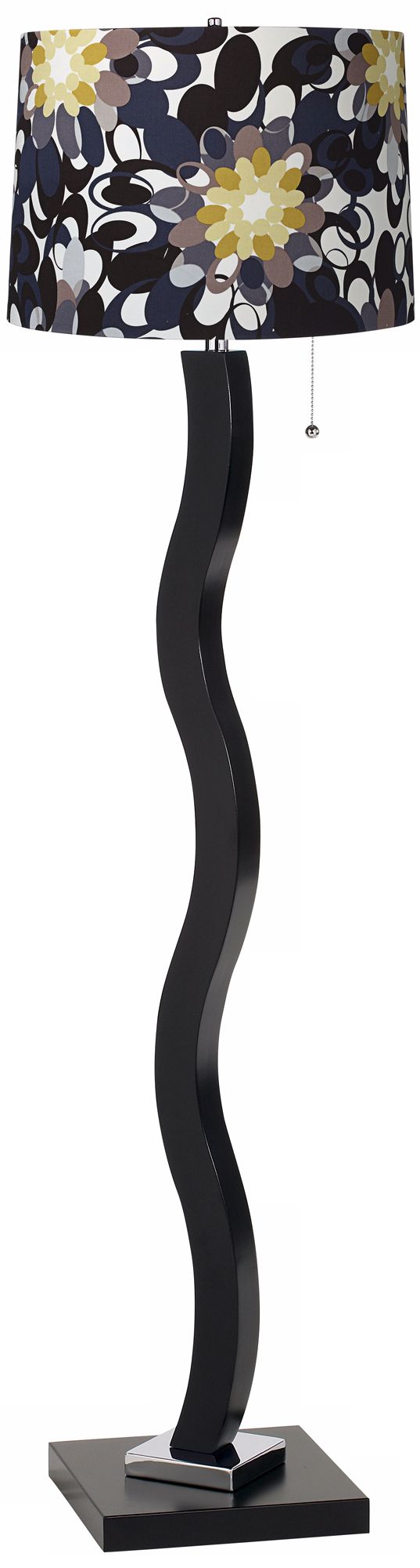 Black and Olive Wave Stick Floor Lamp