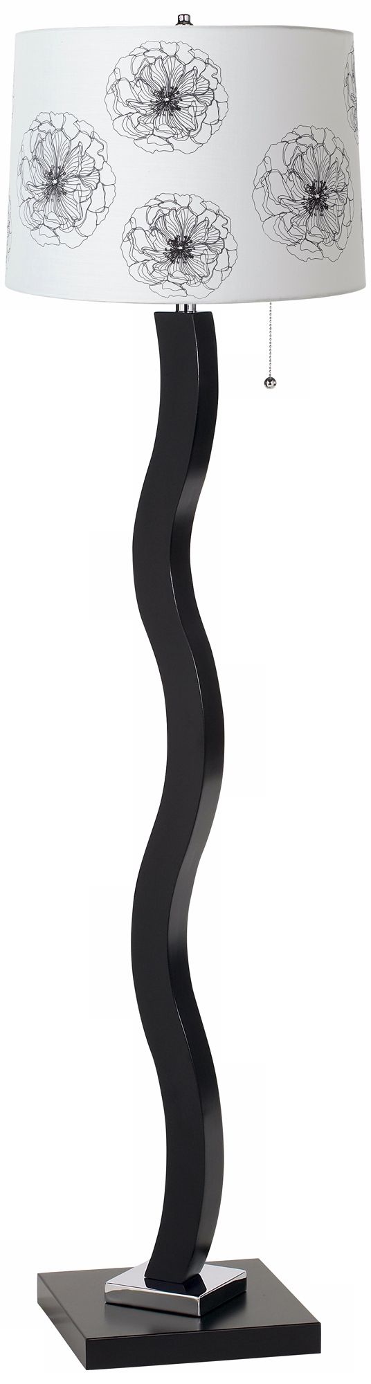 Flower Graphic Wave Stick Floor Lamp