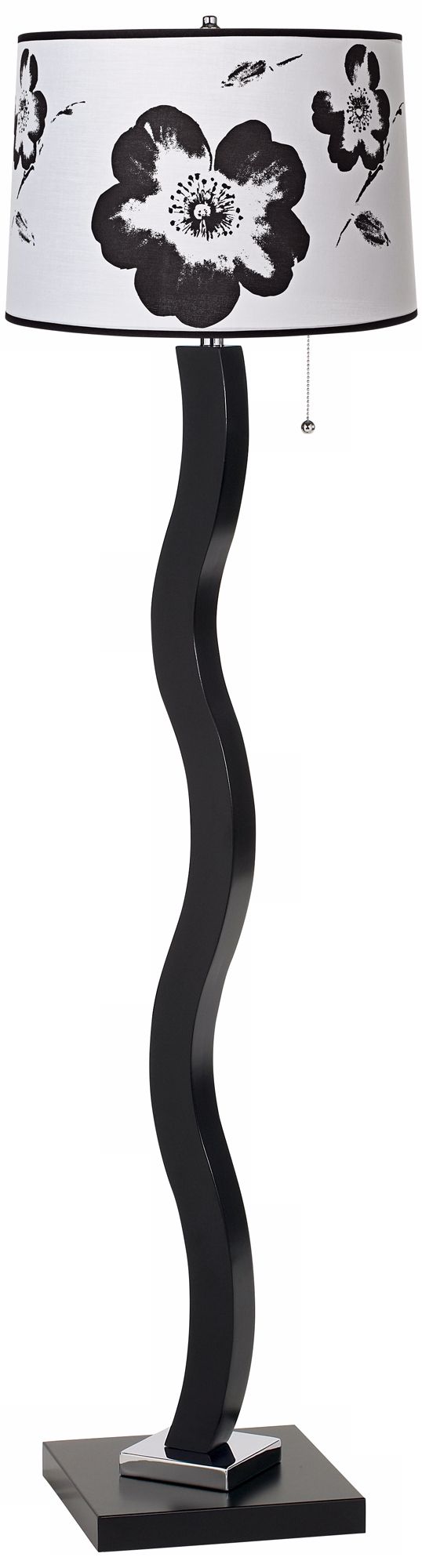 Black and White Flower Wave Stick Floor Lamp