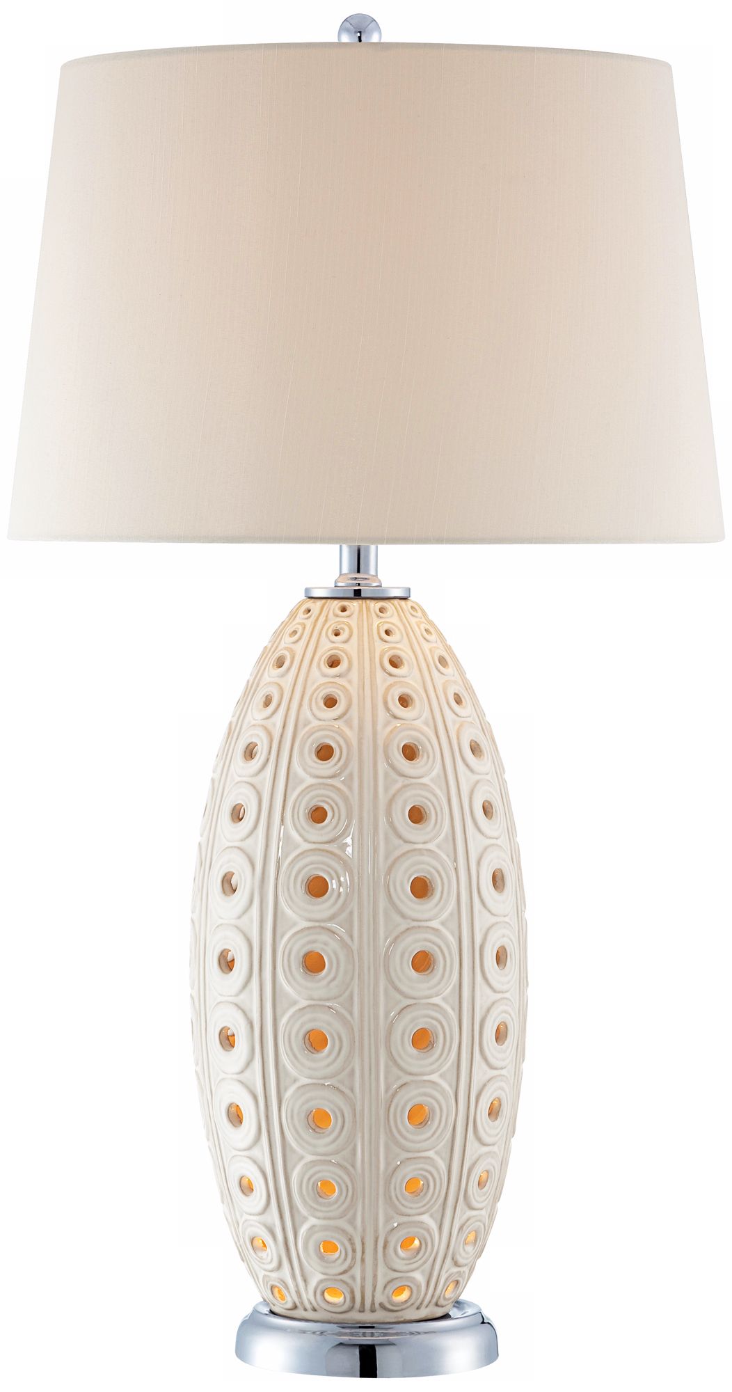Ceramic Circles White Nightlight Table Lamp