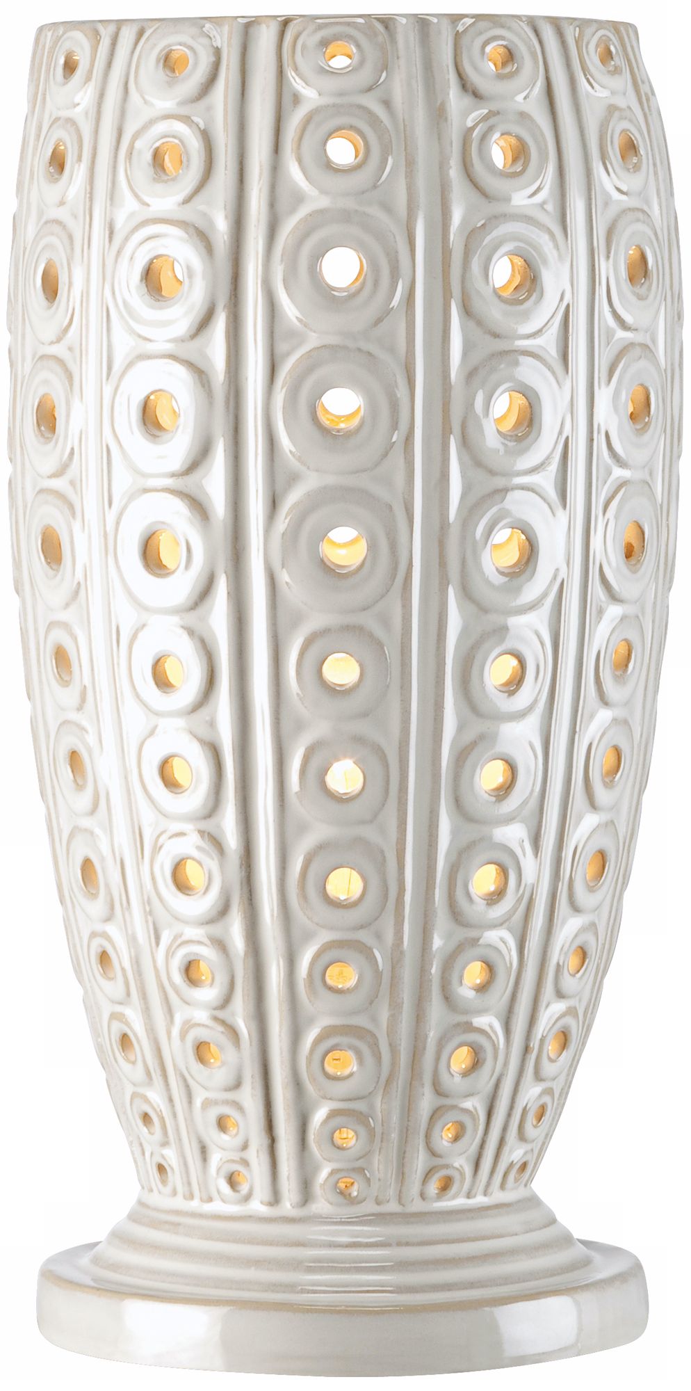 White Ceramic Circles 14" High Accent Lamp
