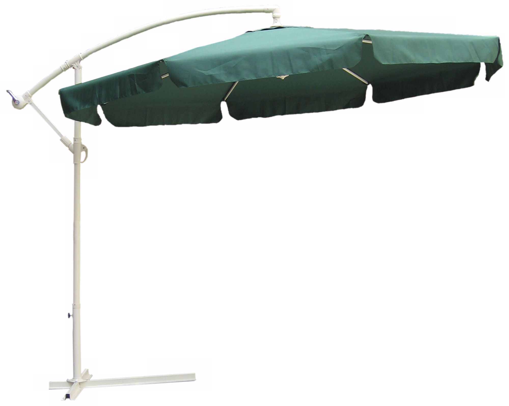 Hunter Green and Almond Steel Offset Market Table Umbrella