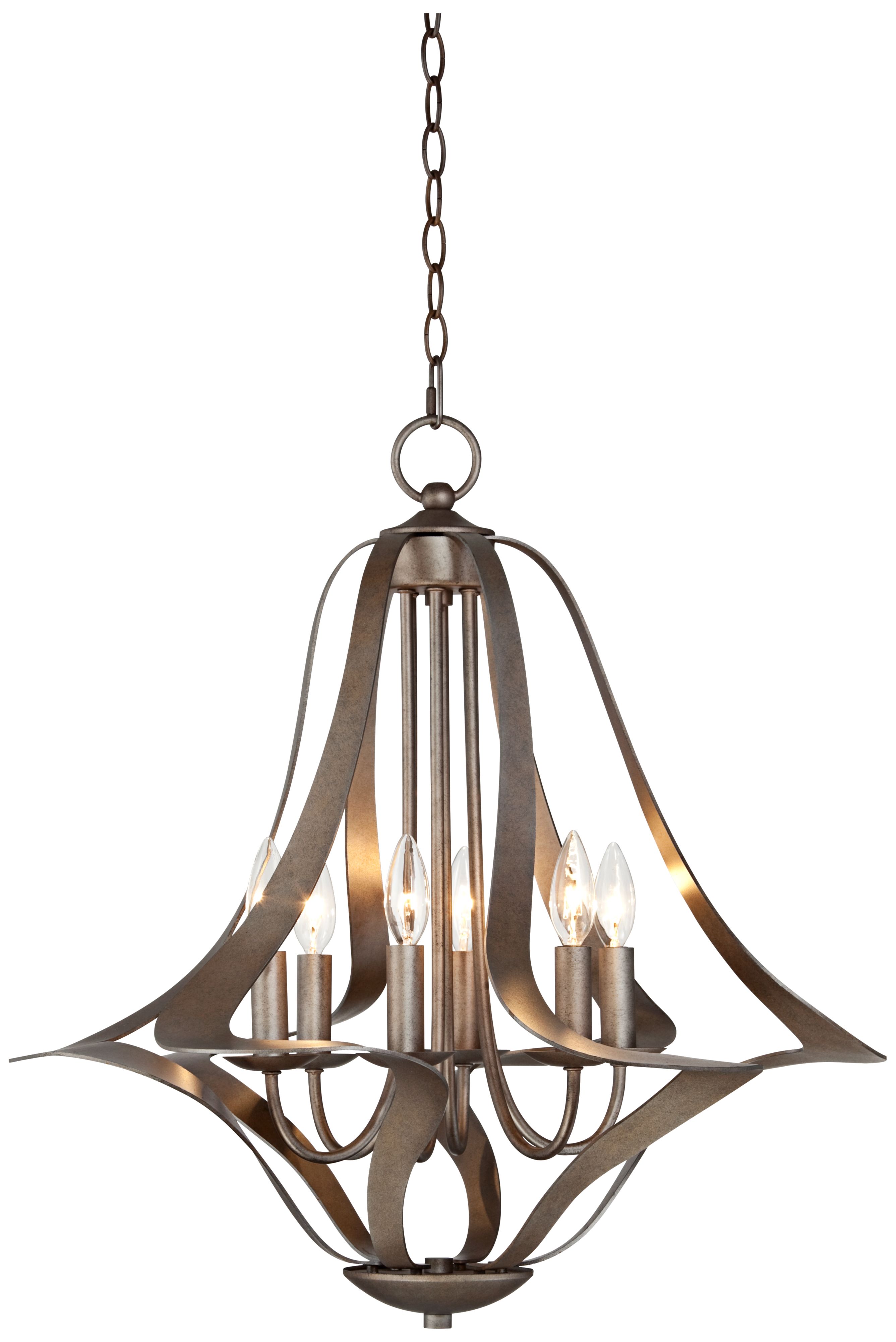 Possini Euro 6-Light Corinthian Bronze Bell Chandelier