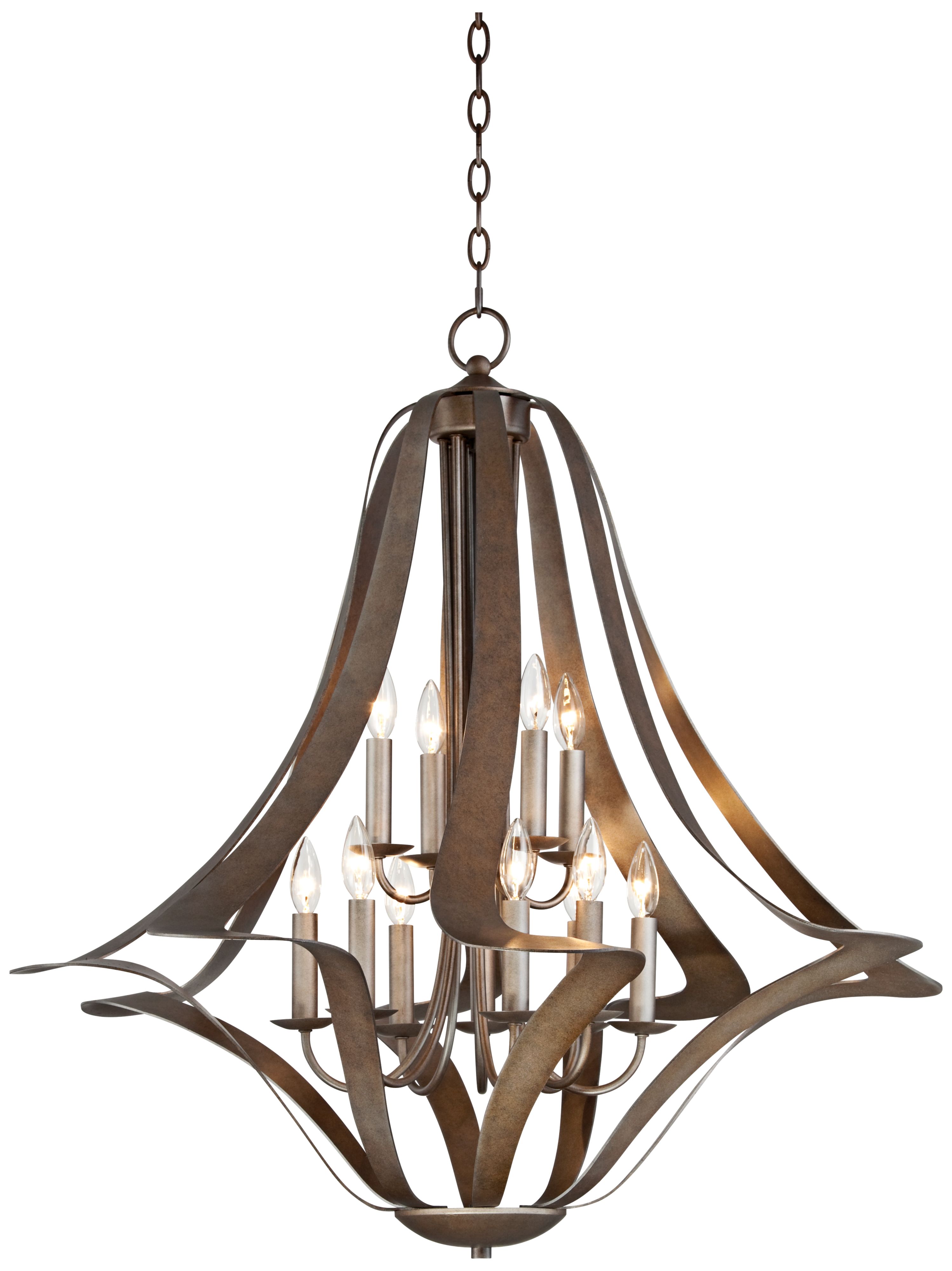 Possini Corinthian Bronze Twist 12-Light Large Chandelier