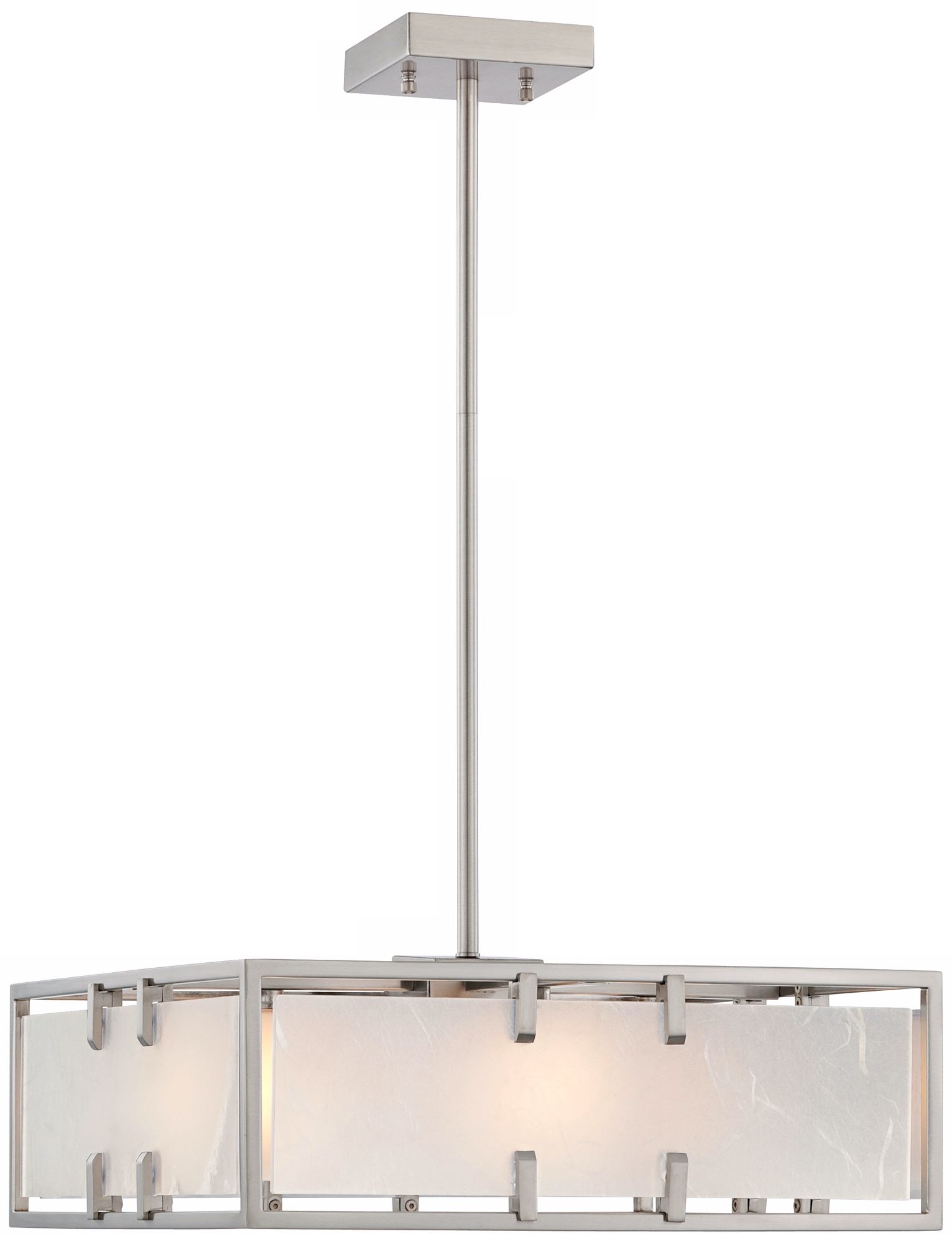 4-Light Brushed Nickel & Opal Glass Pendant