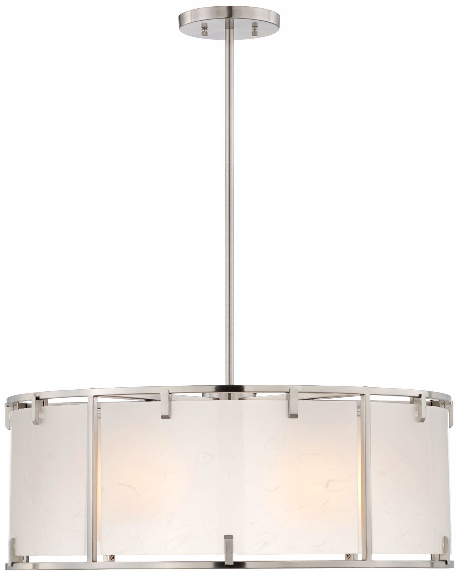 5-Light Brushed Nickel & Opal Glass Drum Pendant