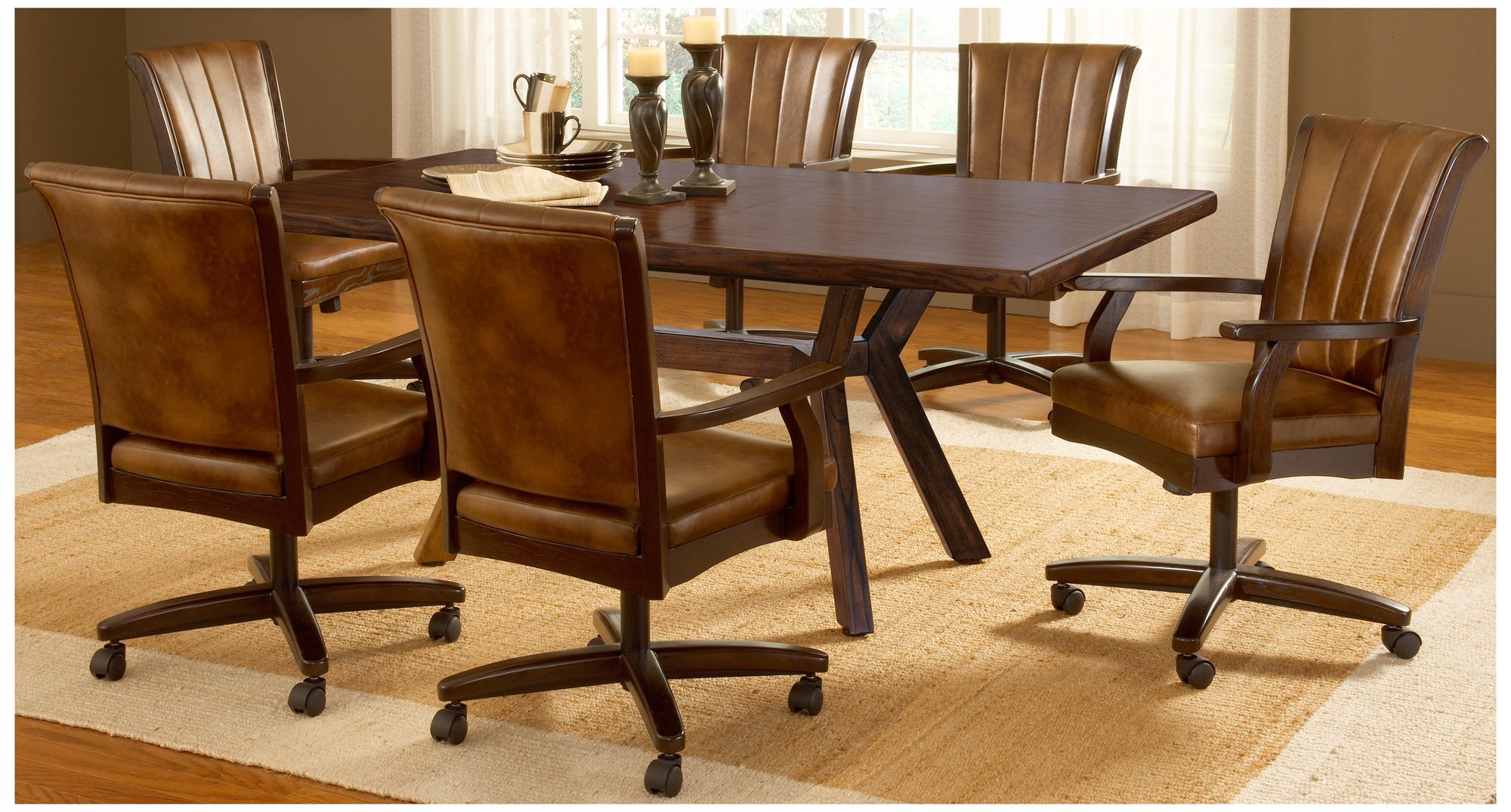 Hillsdale Grand Bay Rectangle Casters 7 Piece Dining Set T5519