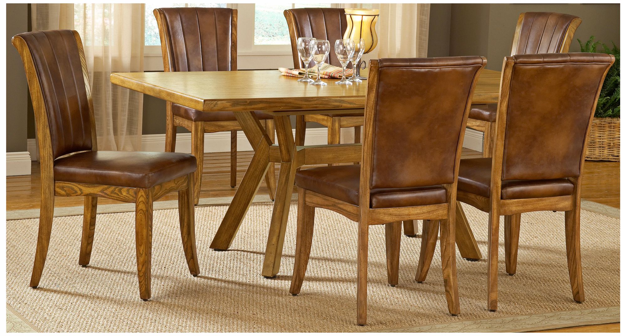 Hillsdale Grand Bay Oak Finish Rectangle 7 Piece Dining Set T5521