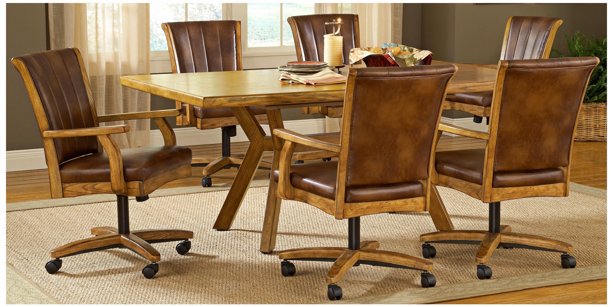 Hillsdale Grand Bay Oak Finish 7 Piece Dining Set