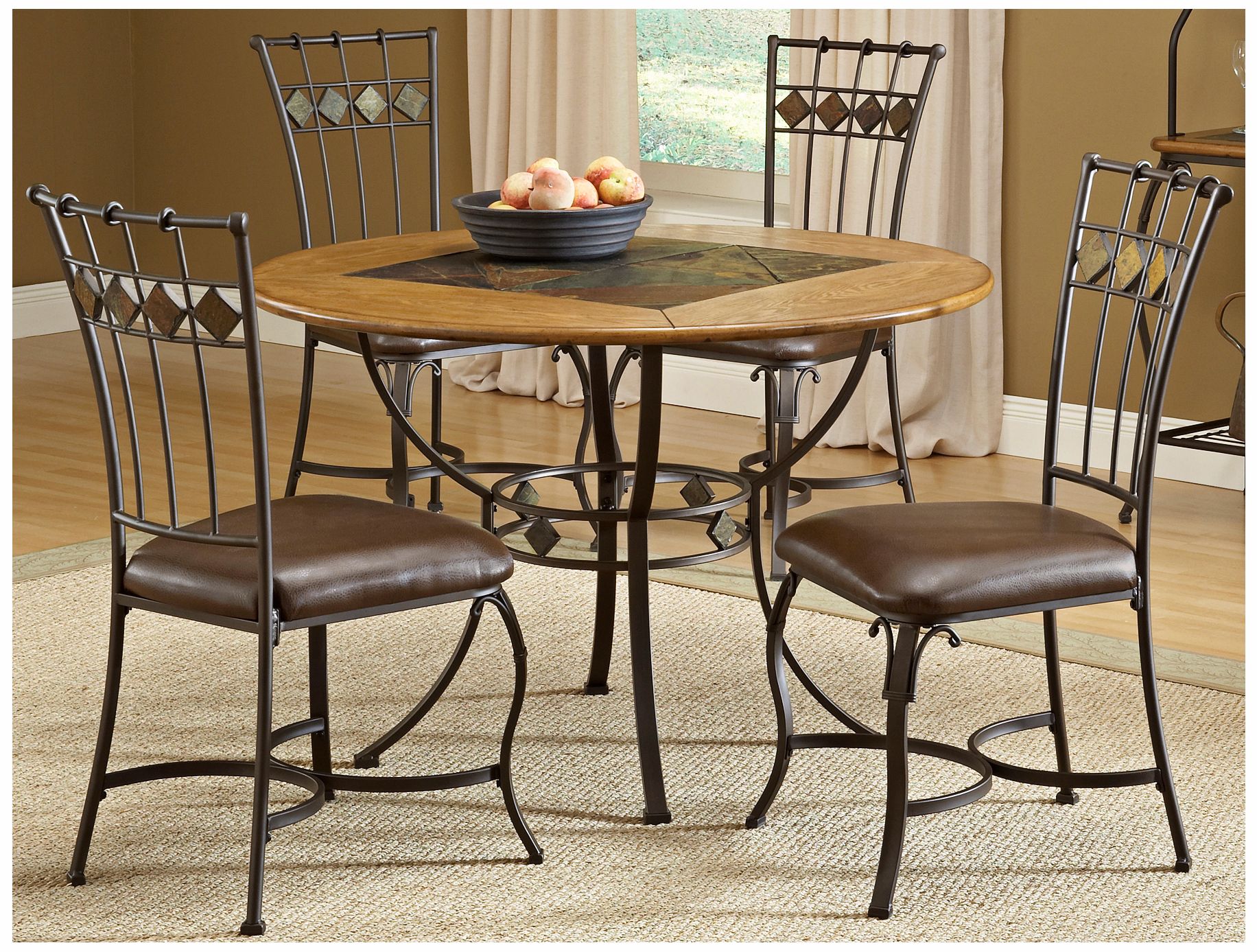 Hillsdale Lakeview Round Slate 5 Piece Dining Set