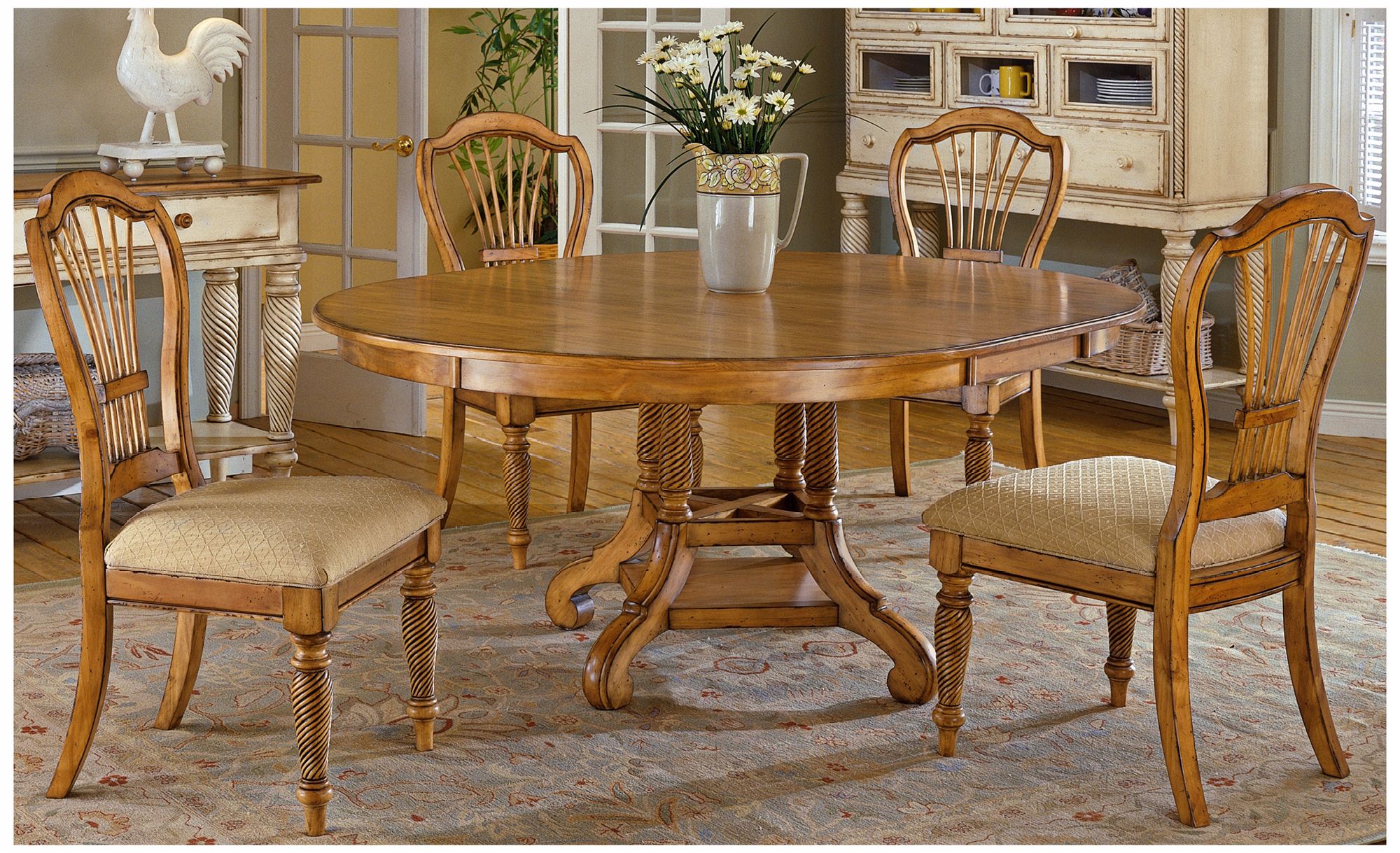 Hillsdale Wilshire Round Pine Finish 5 Piece Dining Set