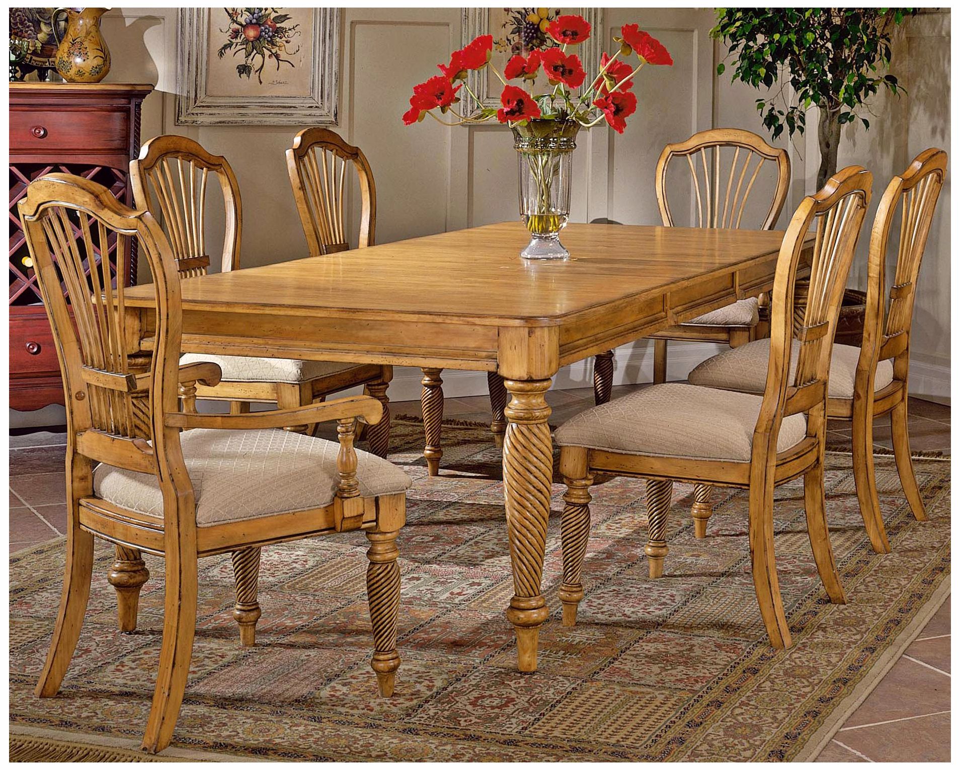 Hillsdale Wilshire Rectangle Pine Finish 7 Piece Dining Set