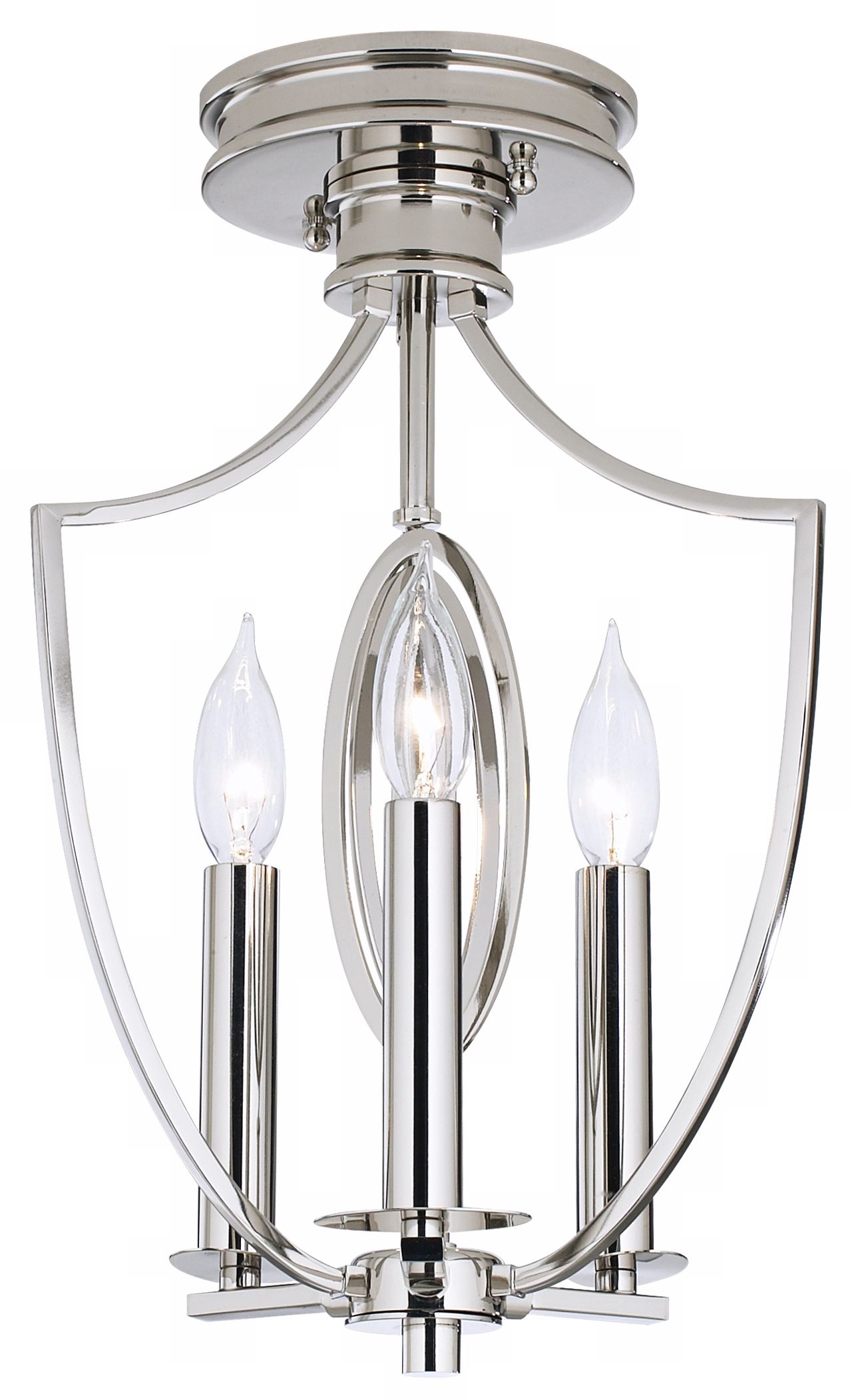 Dione Polished Nickel 9" Wide Semi Flush Ceiling Light