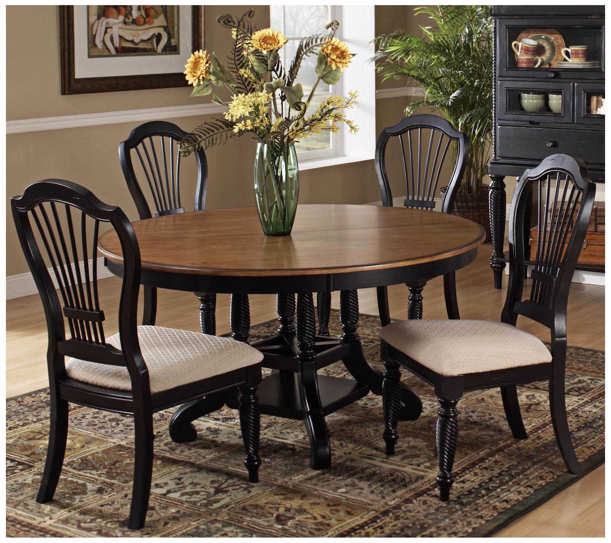 Hillsdale Wilshire Black Finish Round 5 Piece Dining Set