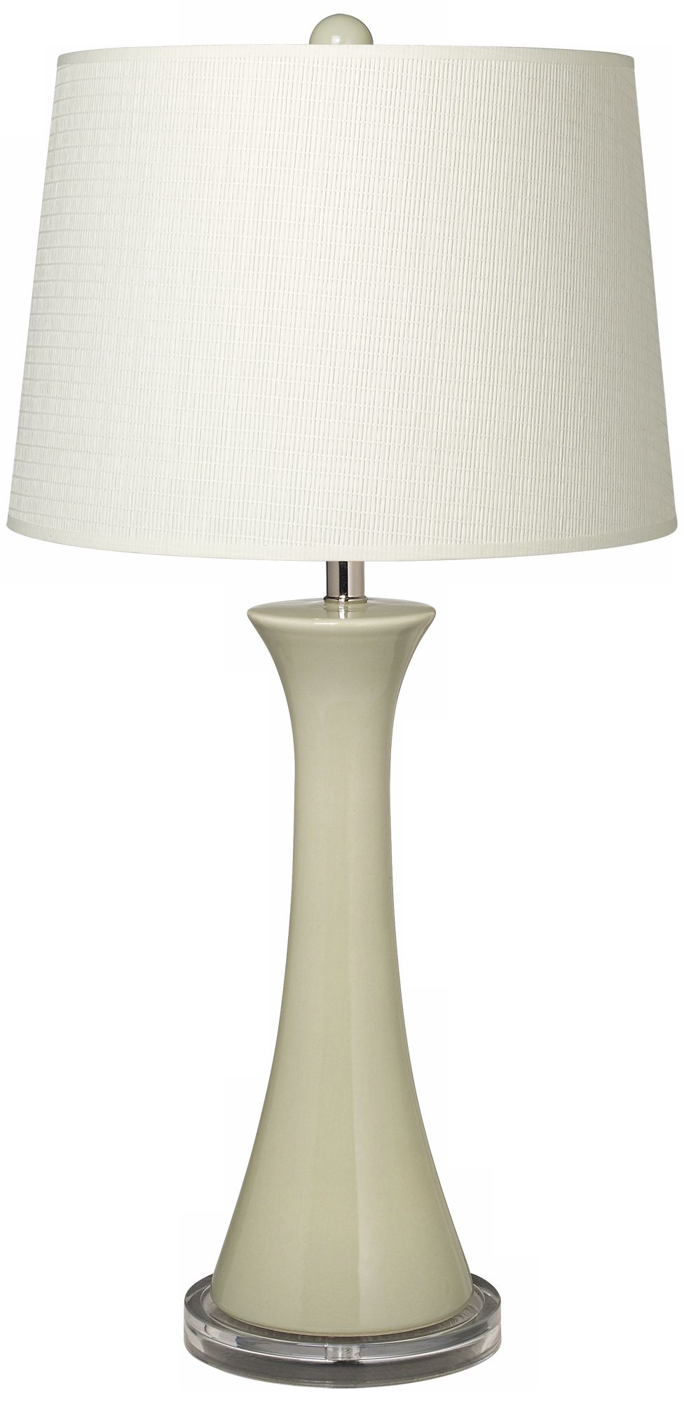 Paper Weave Shade Tapered Green Column Ceramic Table Lamp