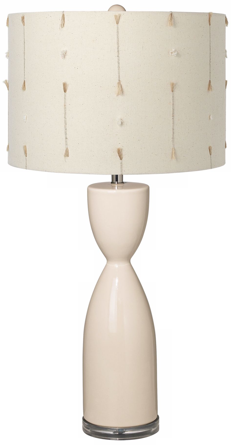 Creme with Slubs Shade Hourglass Ceramic Eggshell Table Lamp