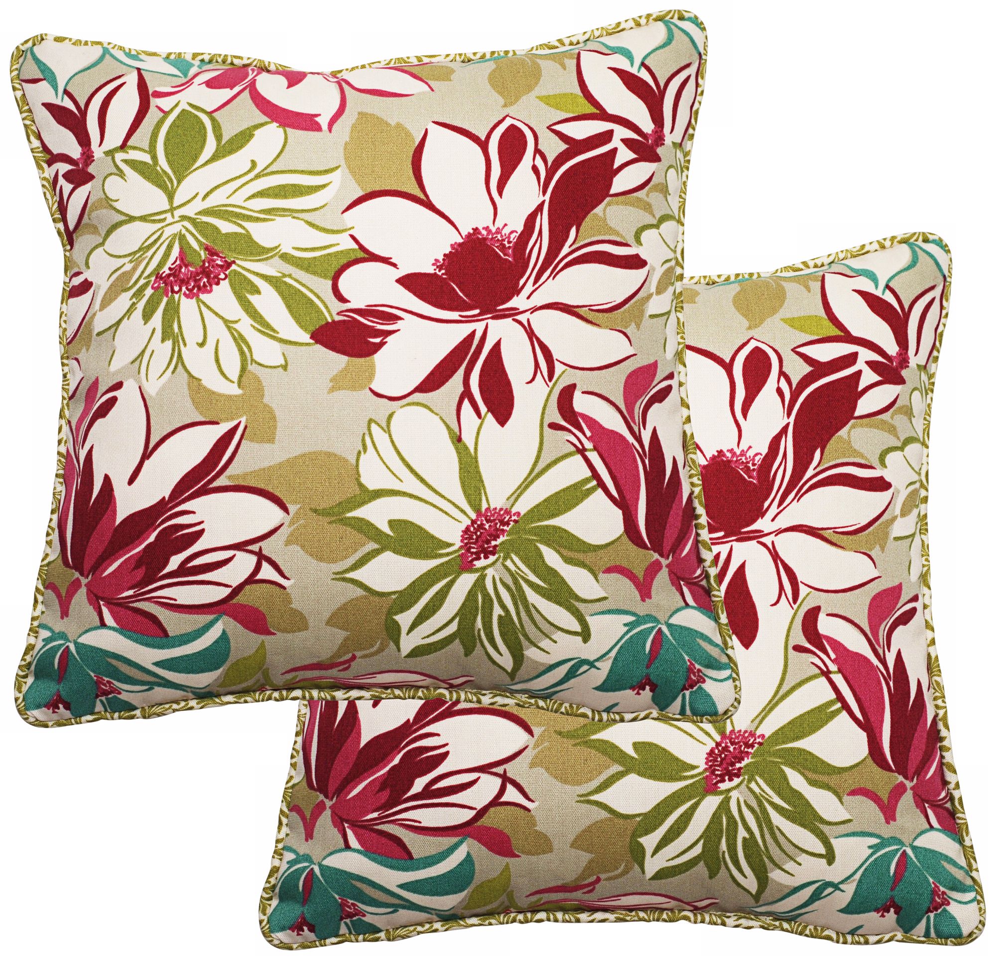 Set of 2 Sarah 25" Square Welt Cording Outdoor Pillows