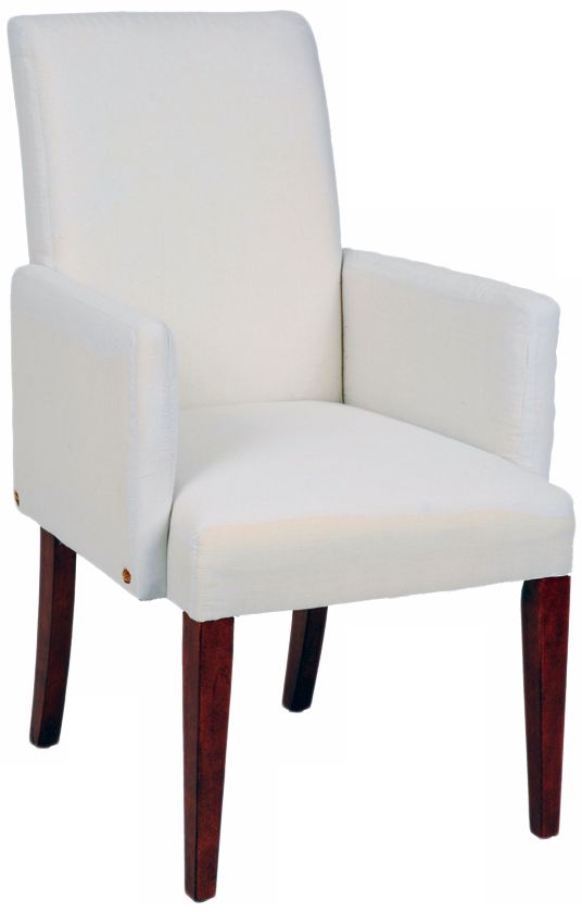 Parsons Muslin Covered Cherry Leg Arm Chair