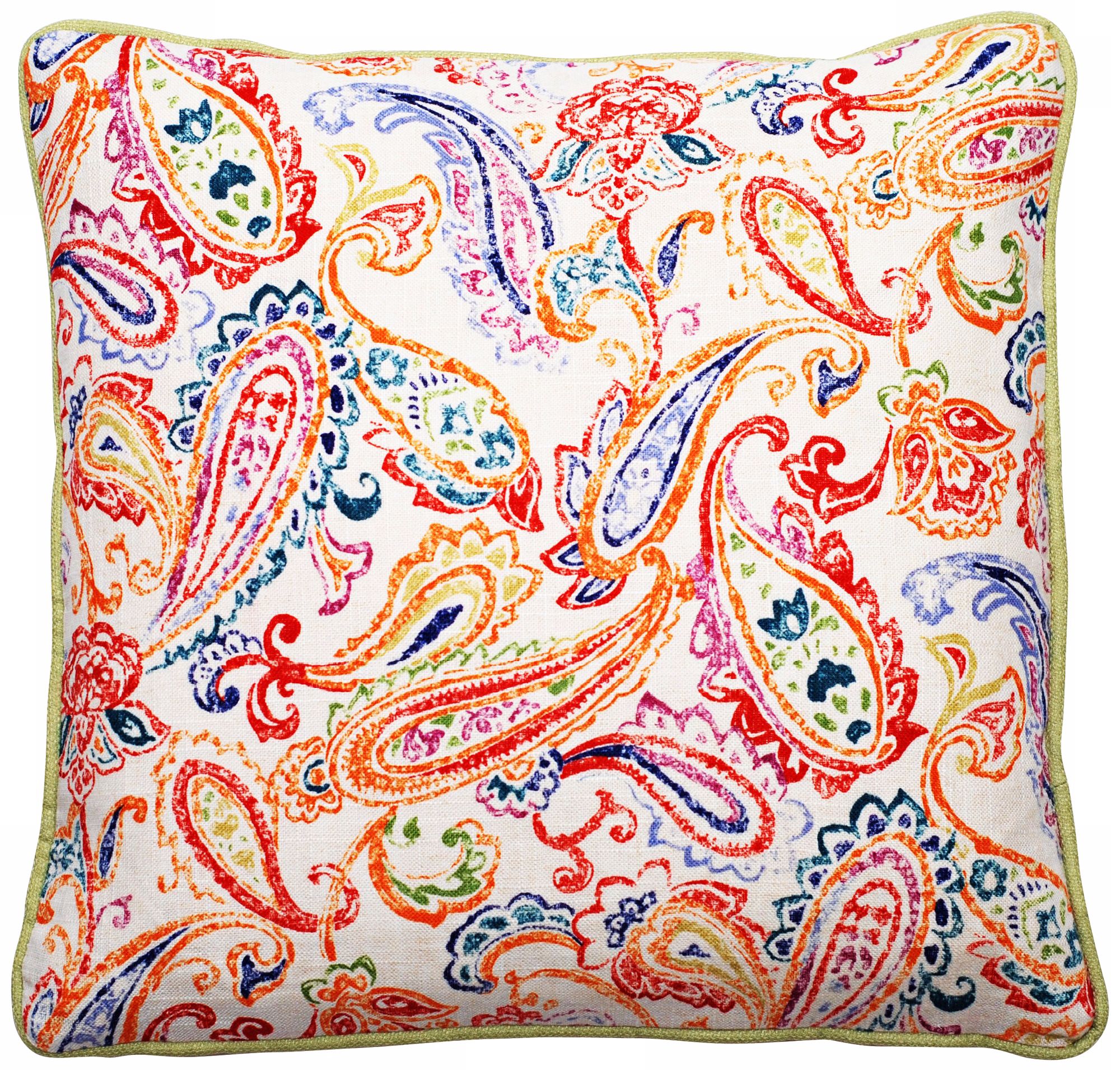 Bali Bright Paisley 18" Square Linen Throw Pillow