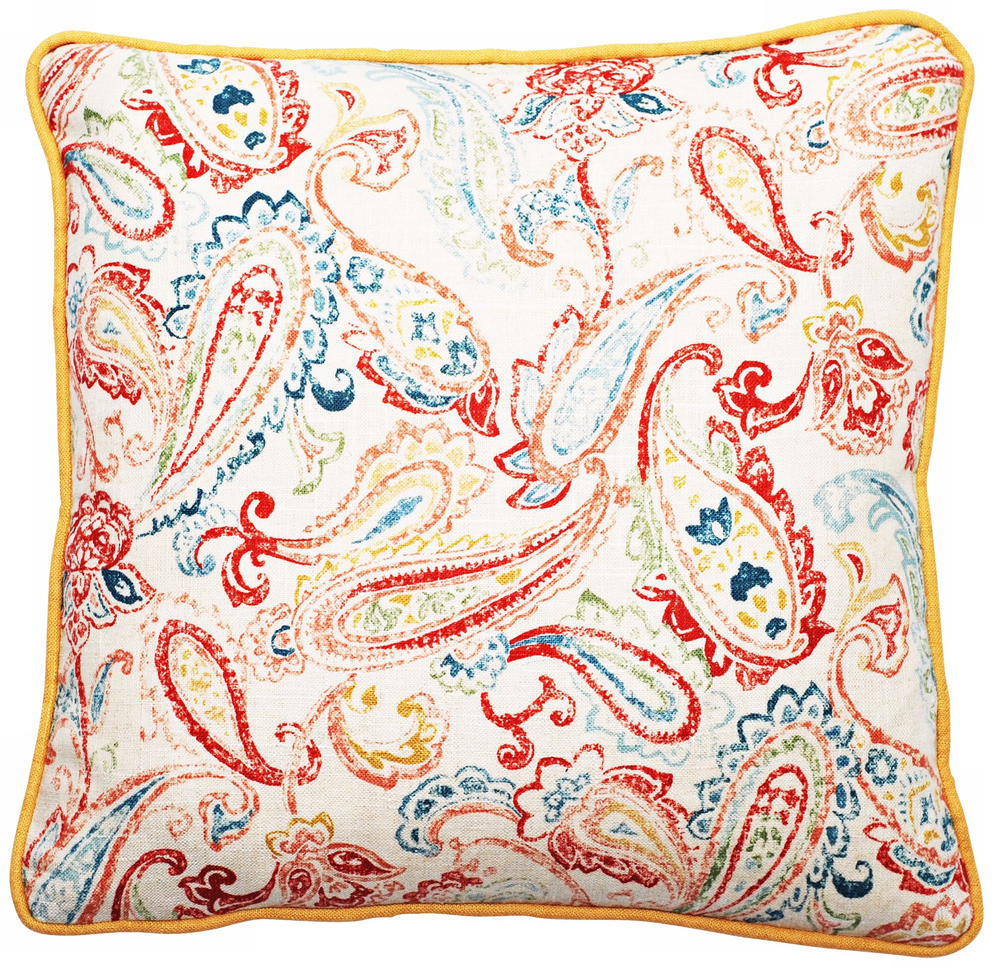 Bali Antique Paisley 22" Square Linen Throw Pillow