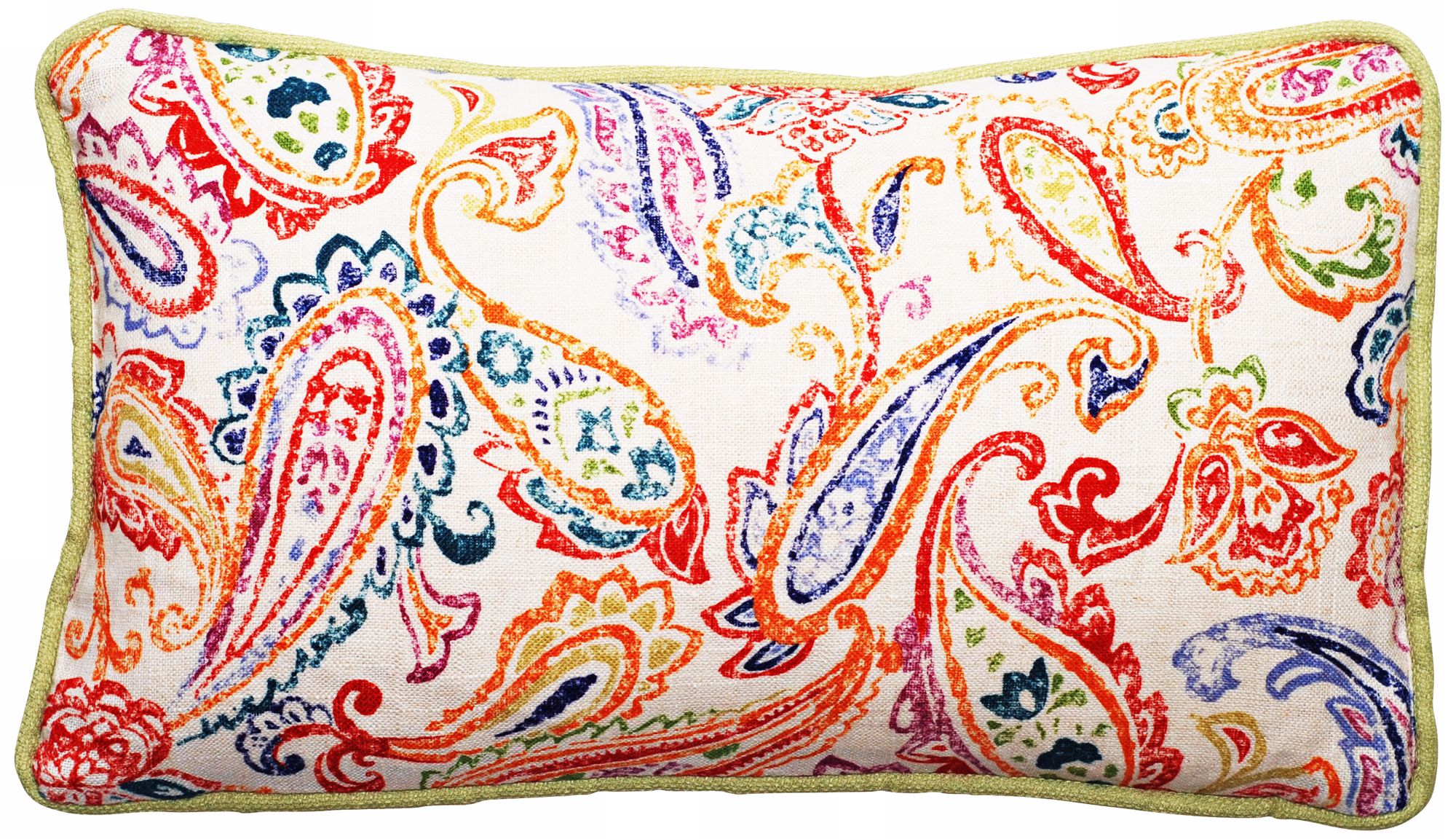 Bali Multicolor Paisley 17" Wide Linen Throw Pillow