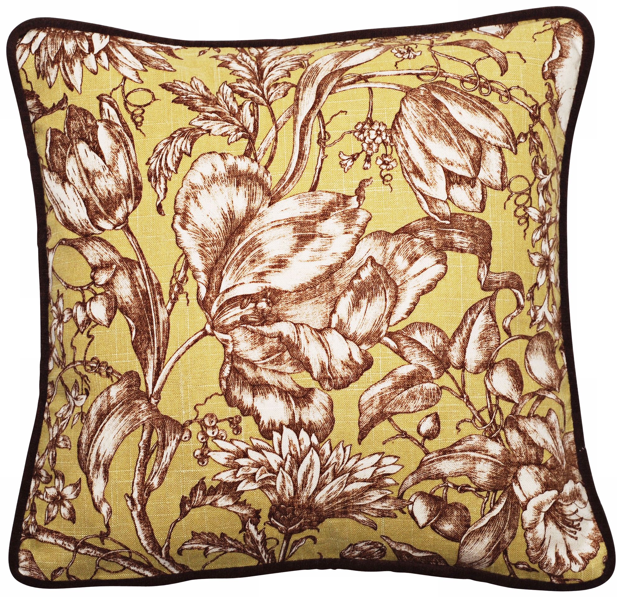 Vintage Garden Black and Green 18" Square Throw Pillow