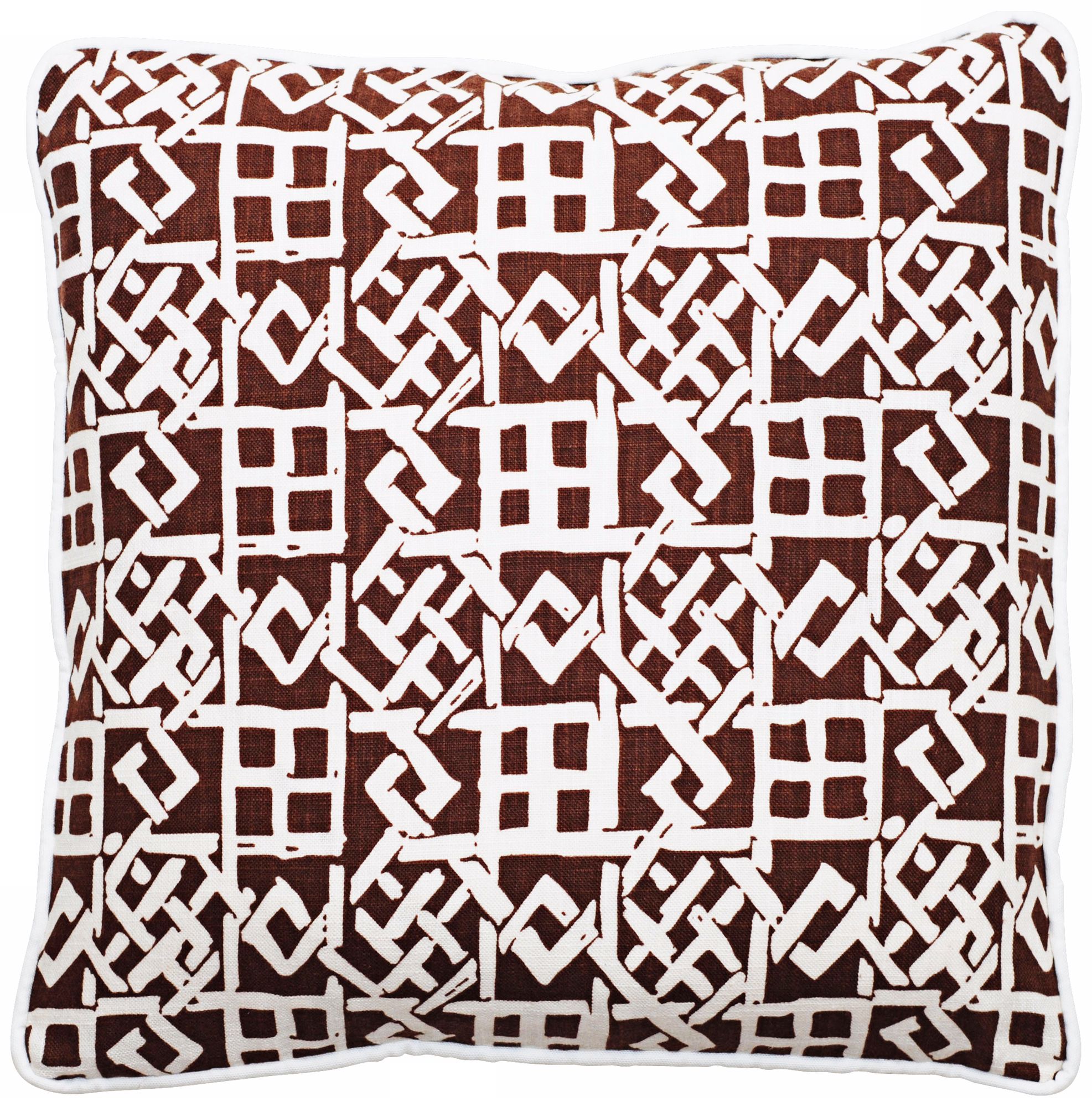 Modern Lattice Brown and White 18" Square Throw Pillow