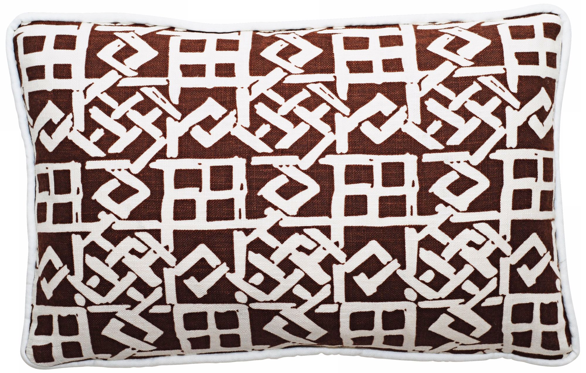 Modern Lattice Brown and White 17" Wide Lumbar Pillow