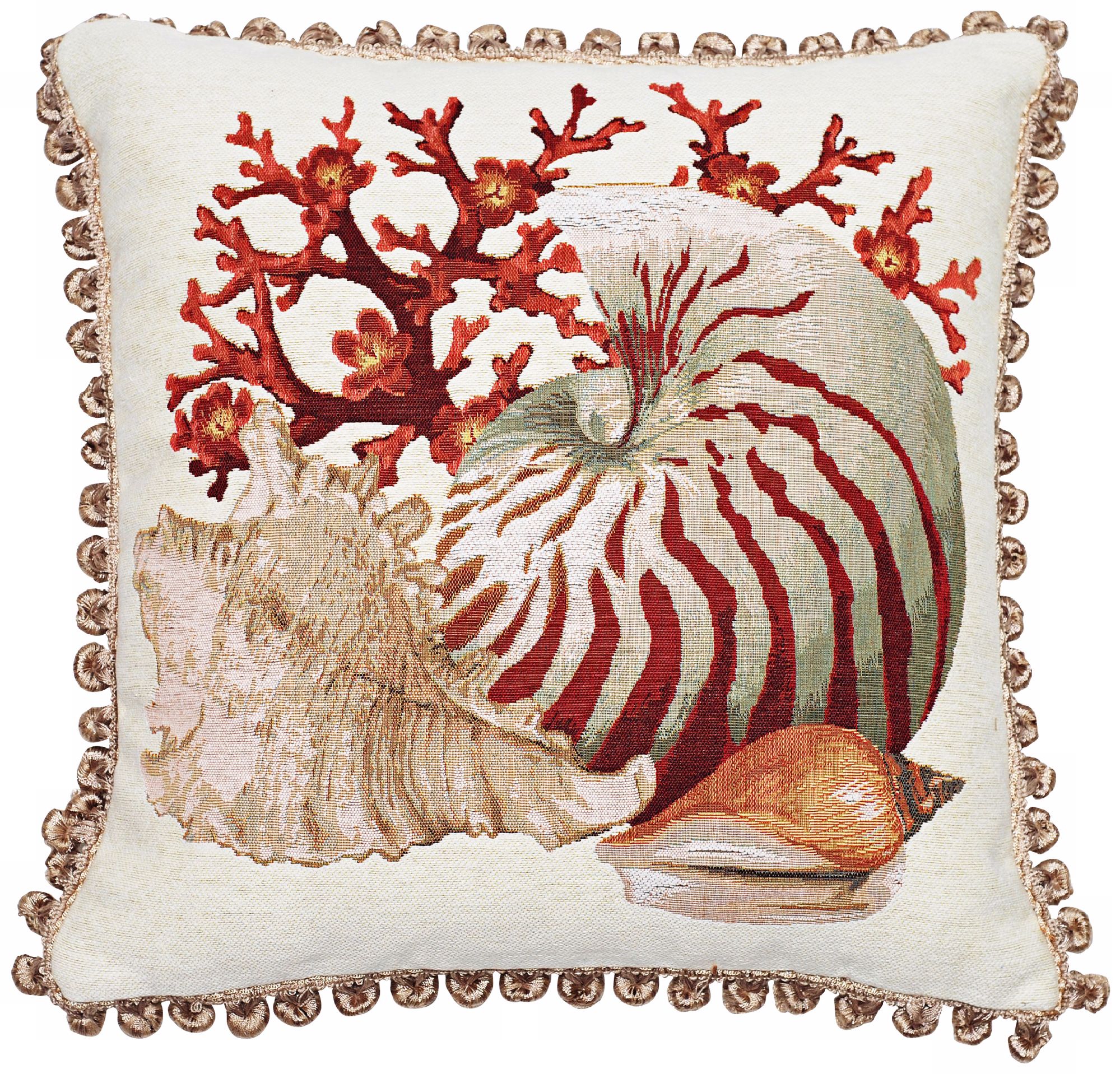 Conch Ball Fringe 19" Square Throw Pillow
