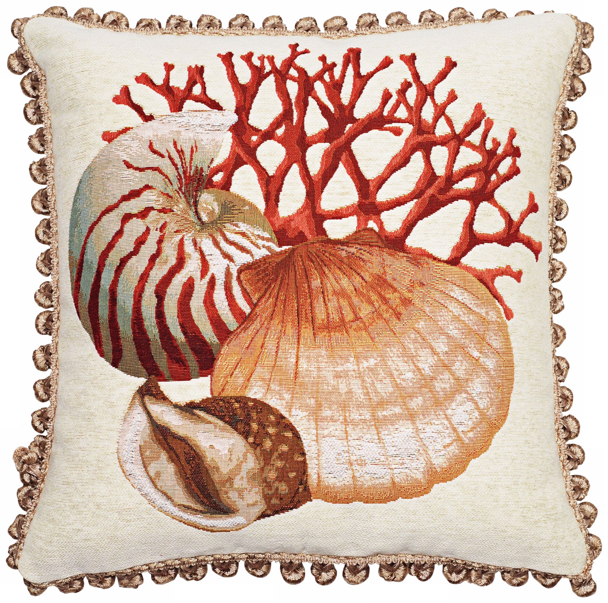 Clam Ball Fringe 19" Square Throw Pillow