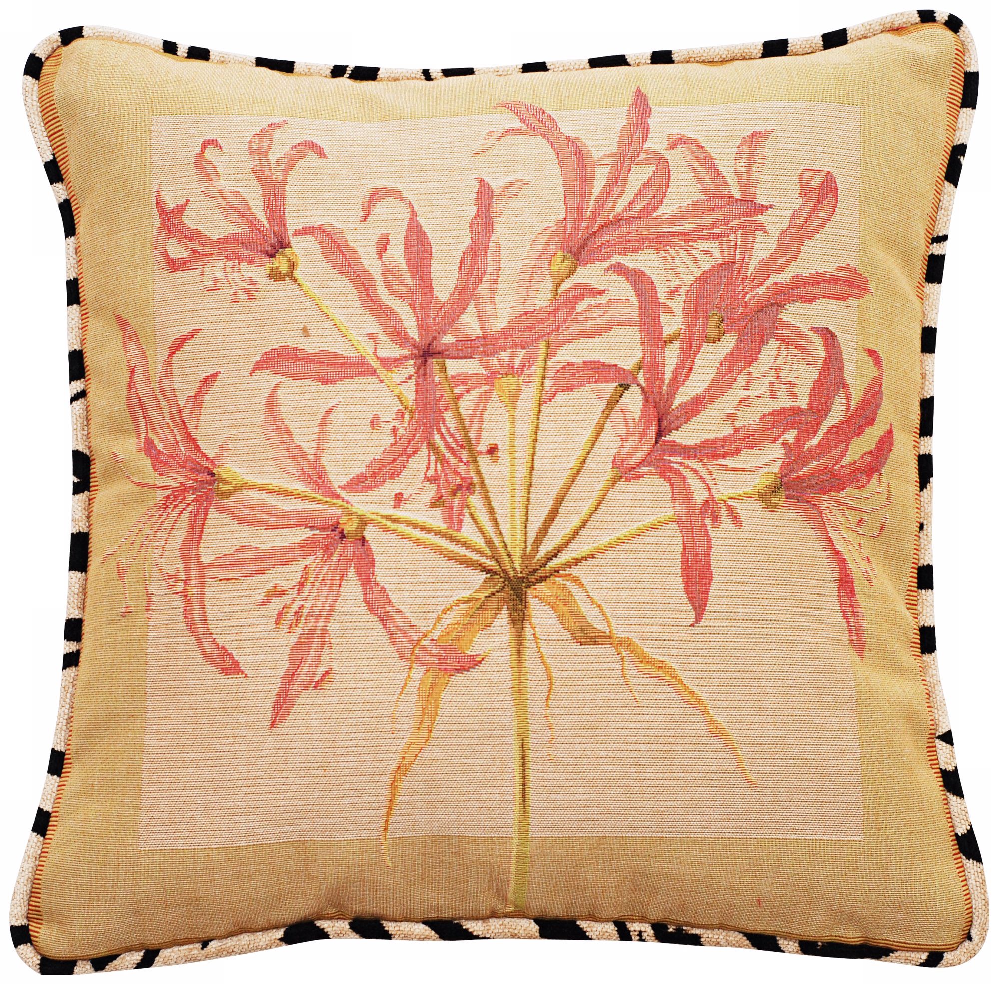 Dragon Lilies Pink Animal Print 19" Square Throw Pillow