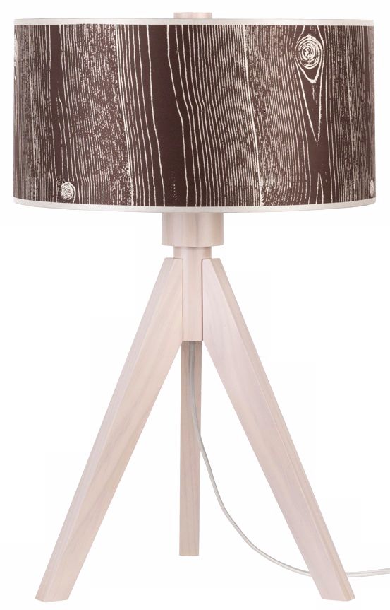 Lights Up! Woody Pickled Dark Faux Bois Shade Table Lamp